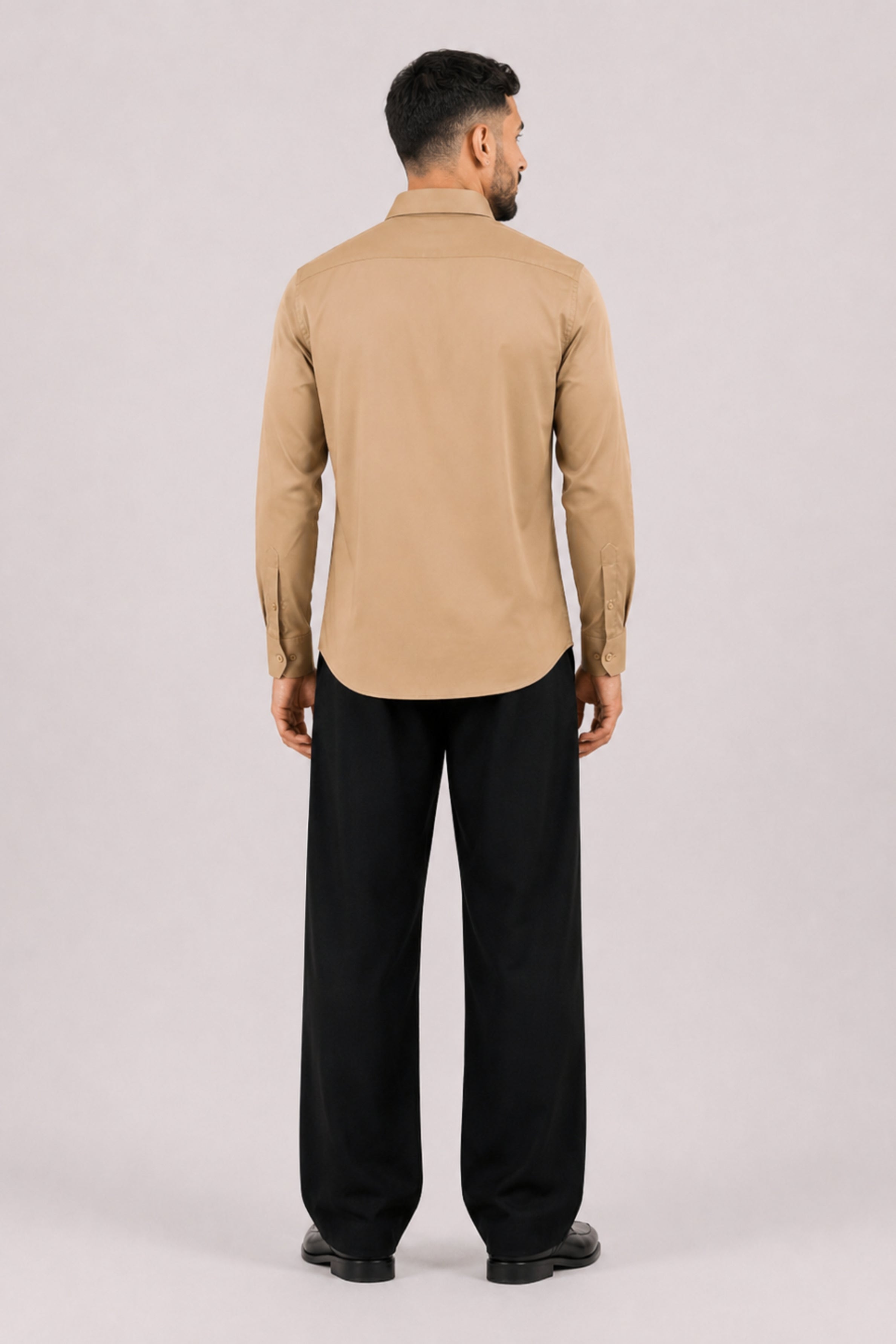 GENZ Formal Slim Fit Long Sleeve Shirt - Gold