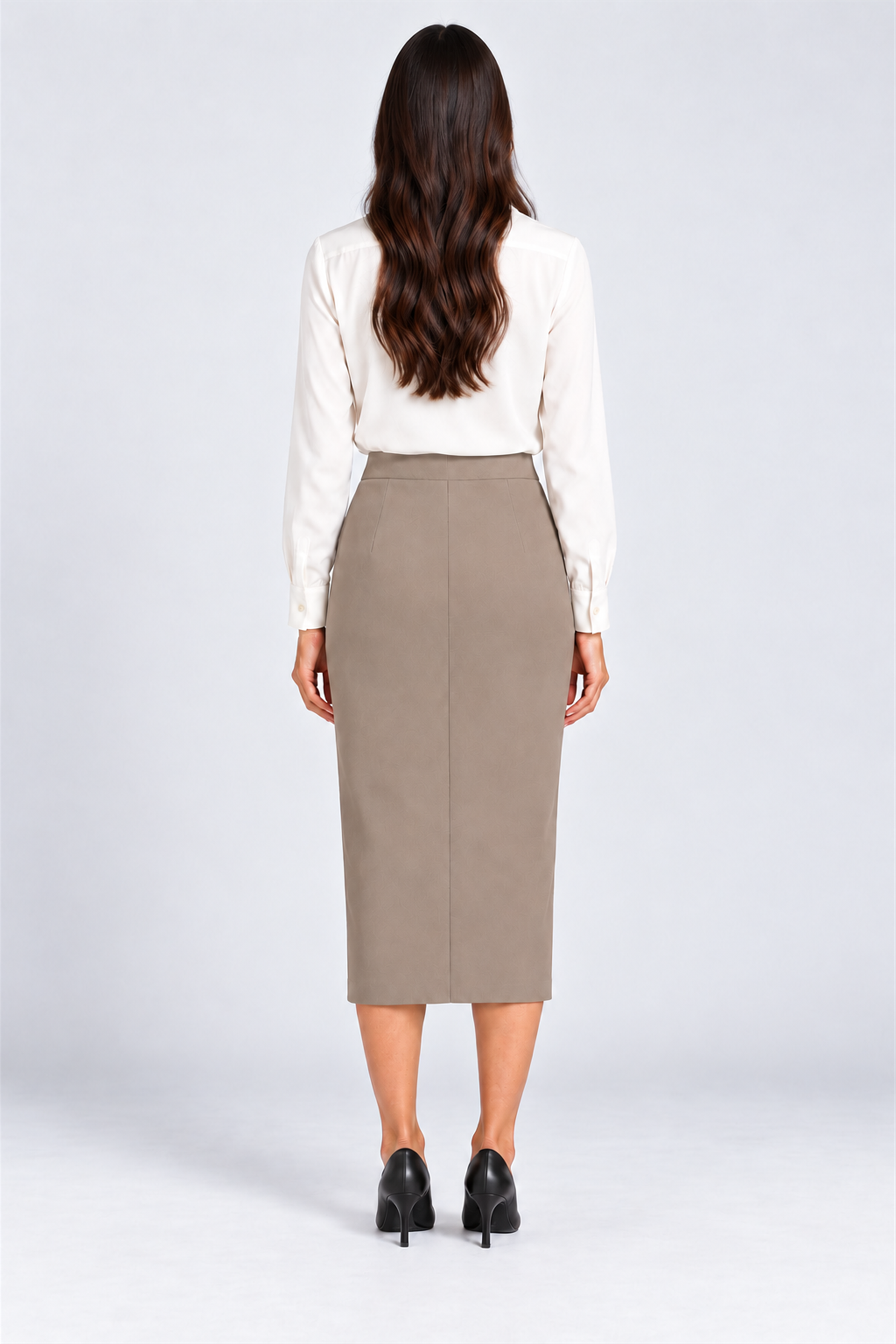 ENVOGUE Women's Formal Plain Skirt - Beige