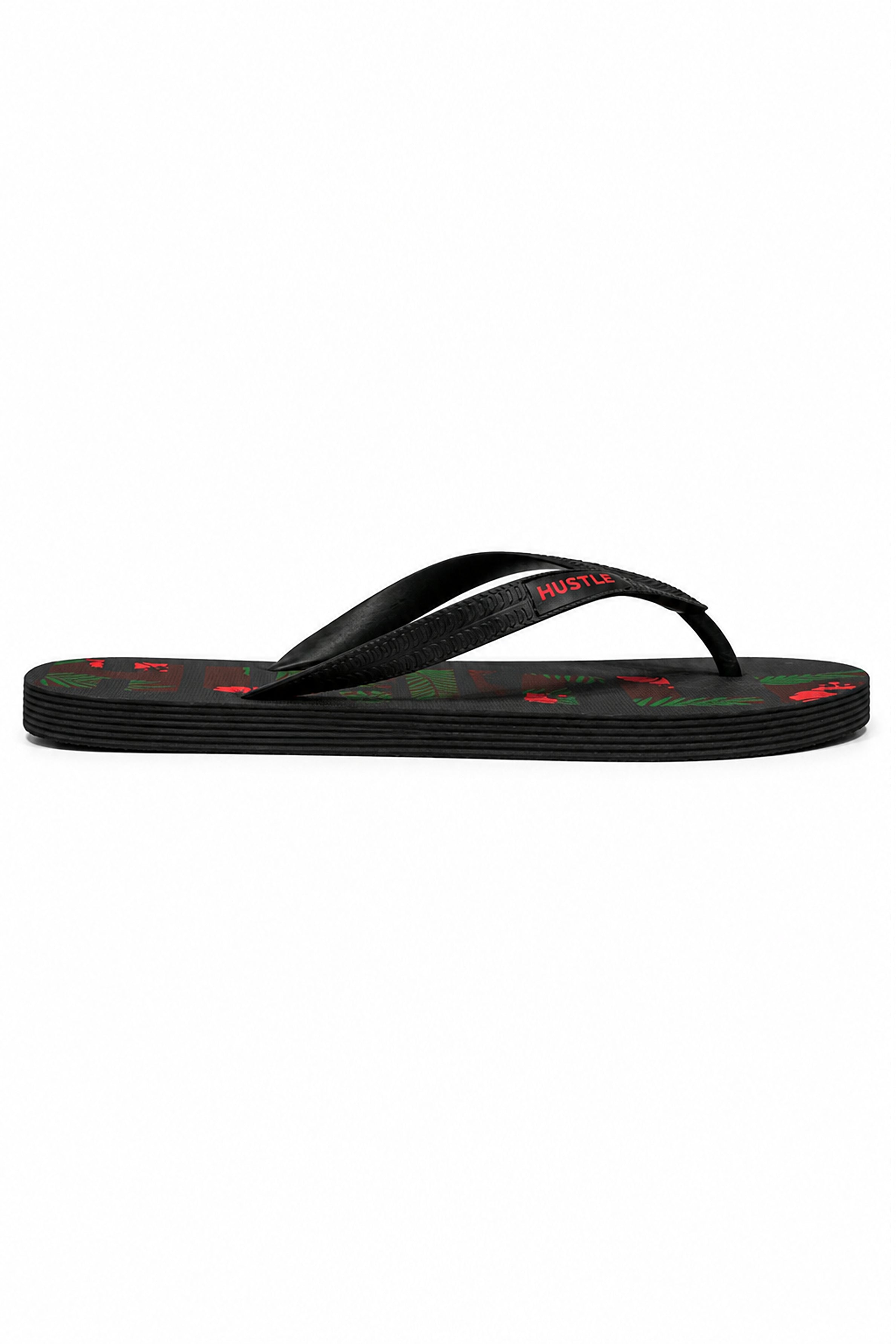 HUSTLE Men's Black Flip Flops