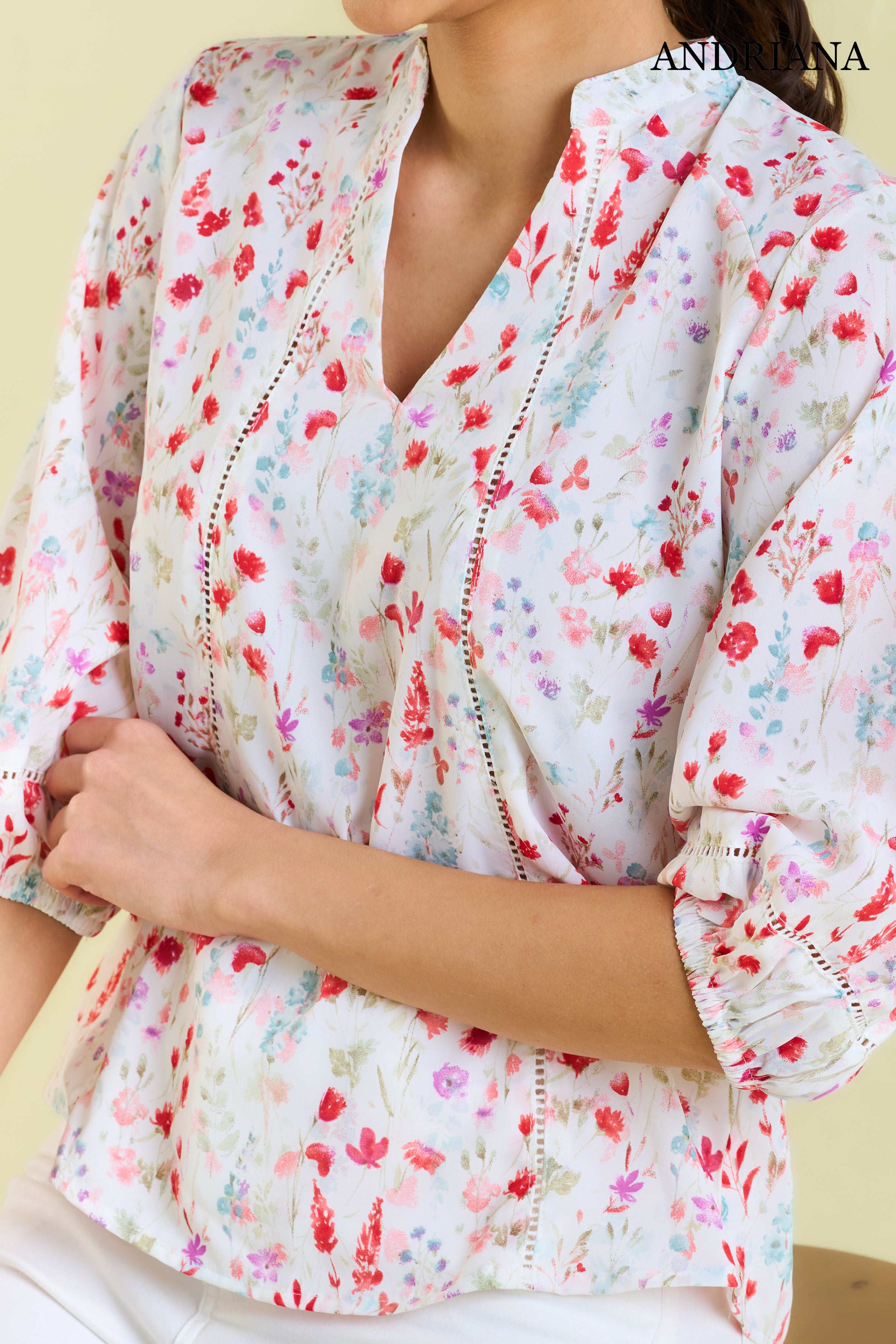 ANDRIANA Women's Floral Formal Blouse