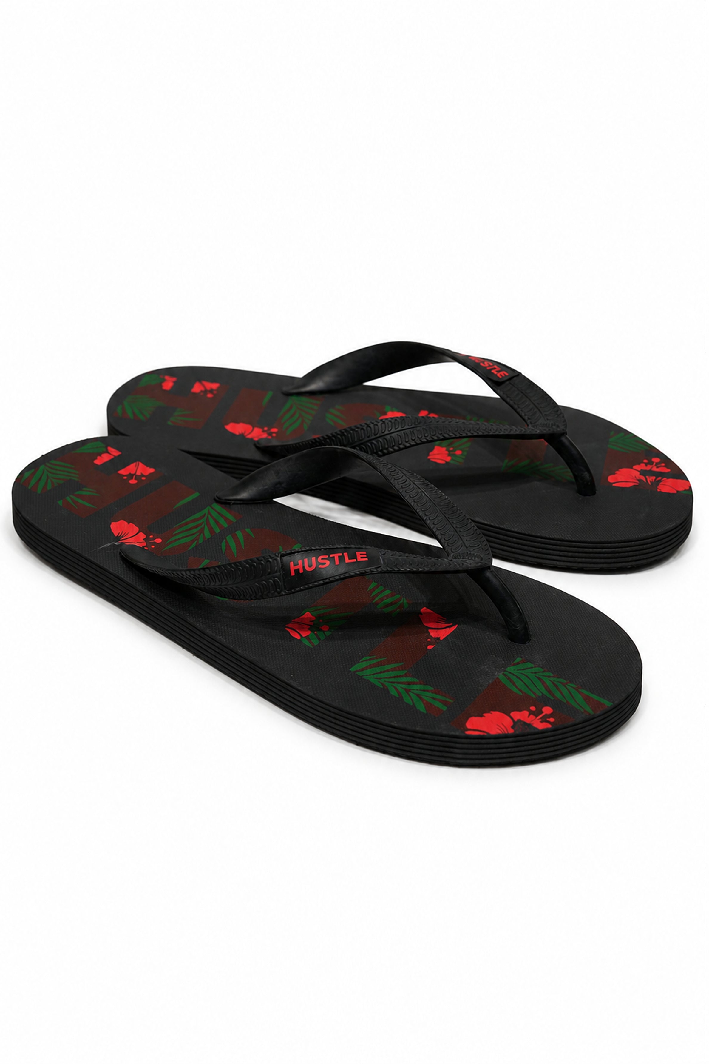HUSTLE Men's Black Flip Flops