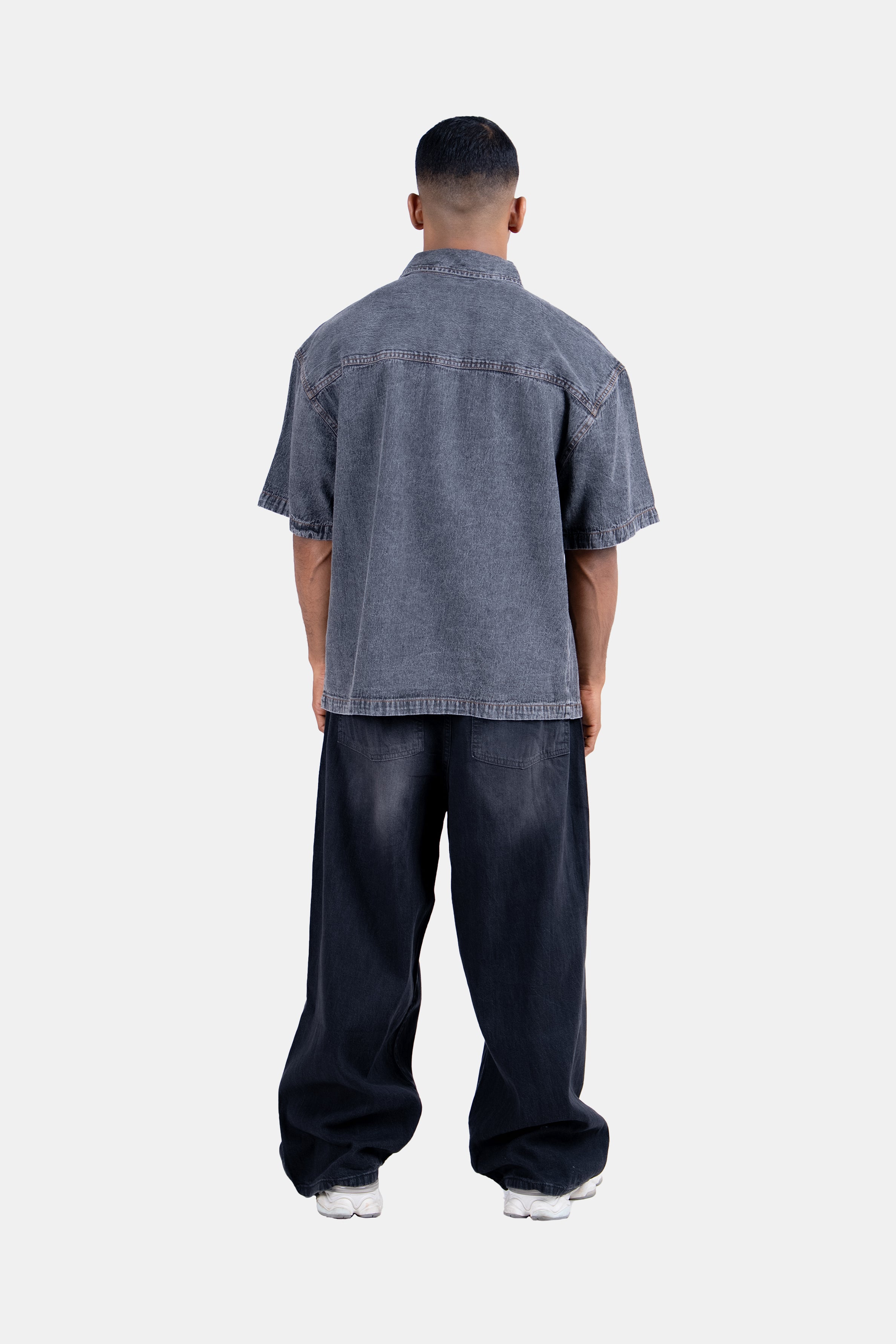 Hustle Men's Denim Shirt - Gray