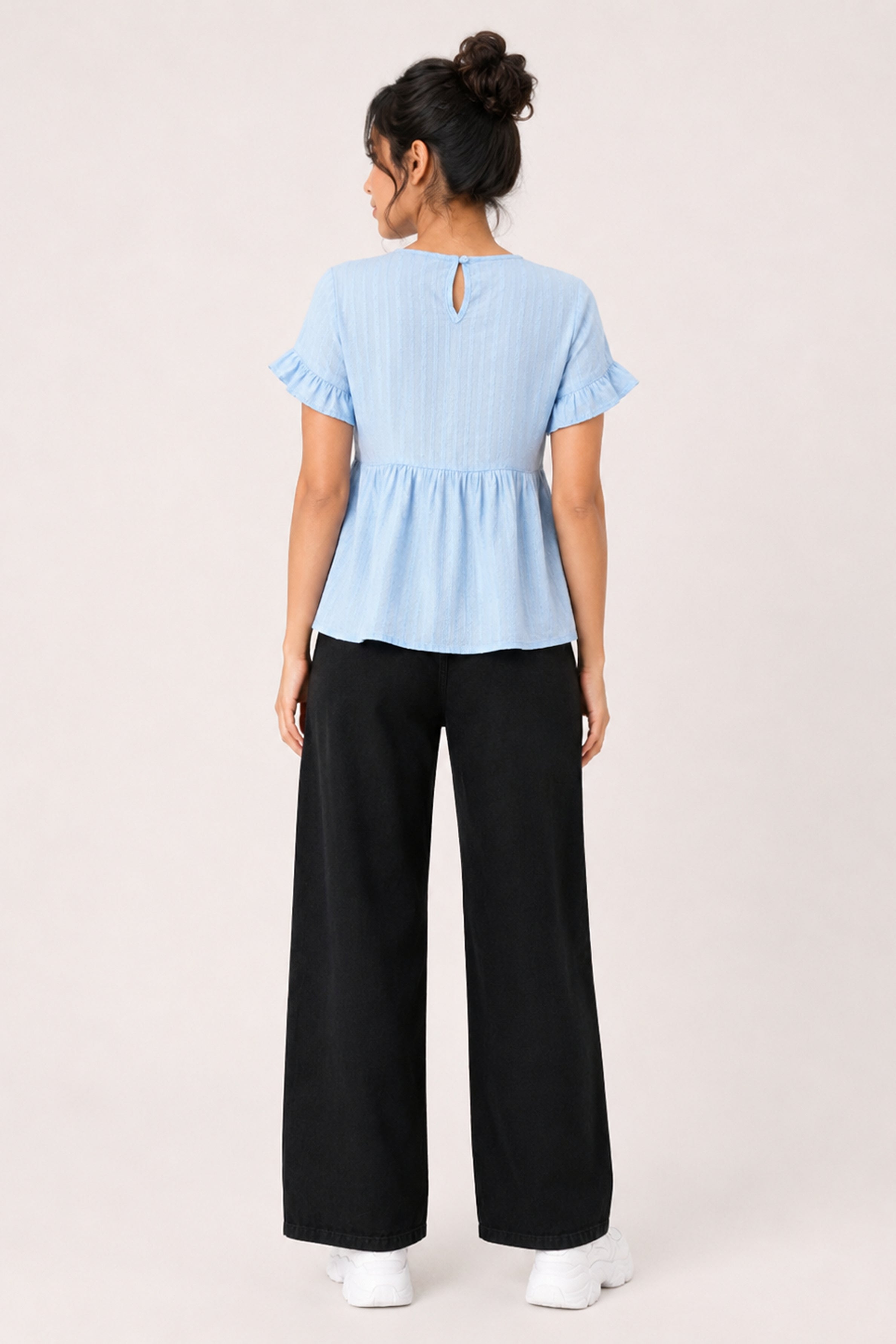 MODANO Casual Plain Blouse - Light Blue