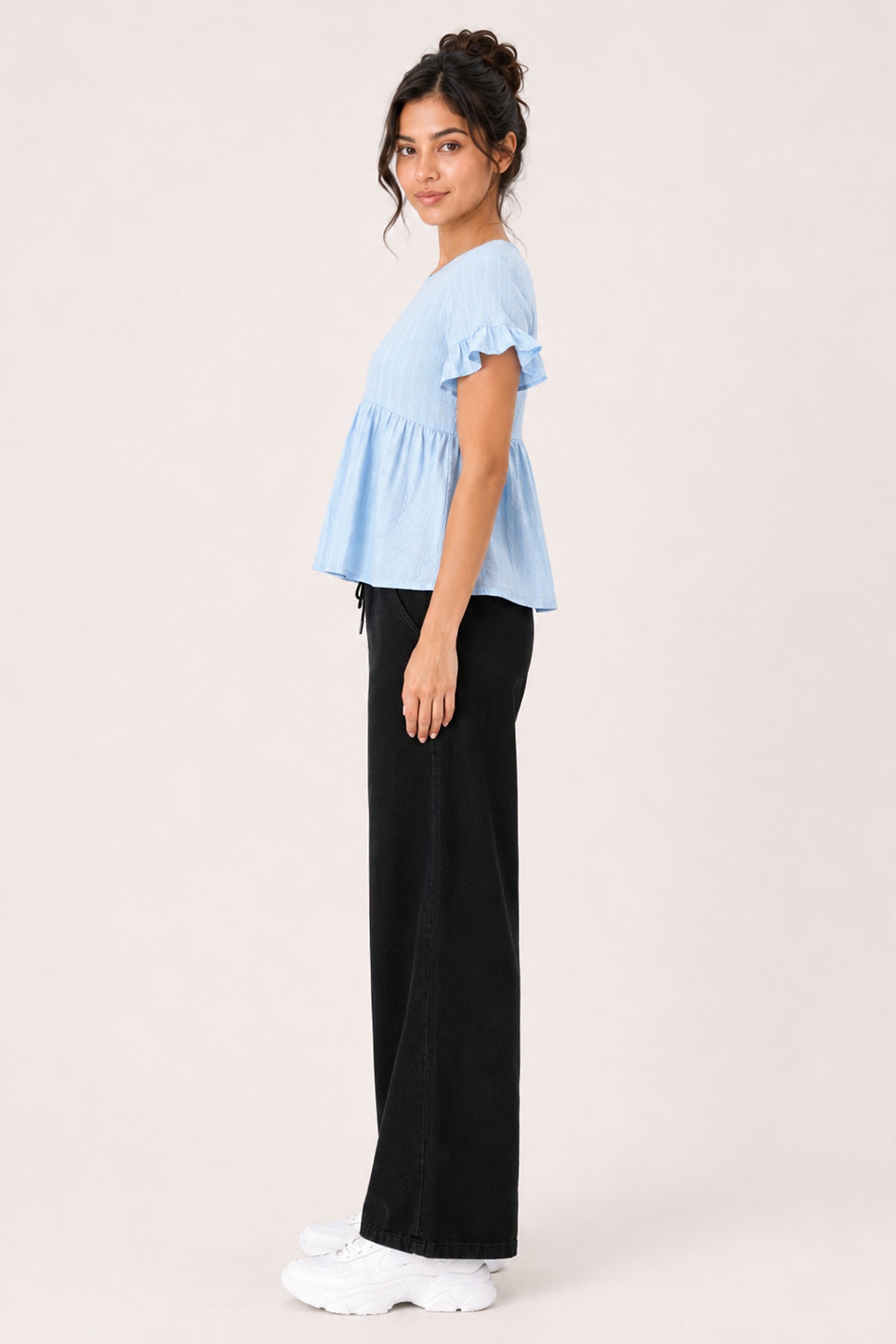 MODANO Casual Plain Blouse - Light Blue