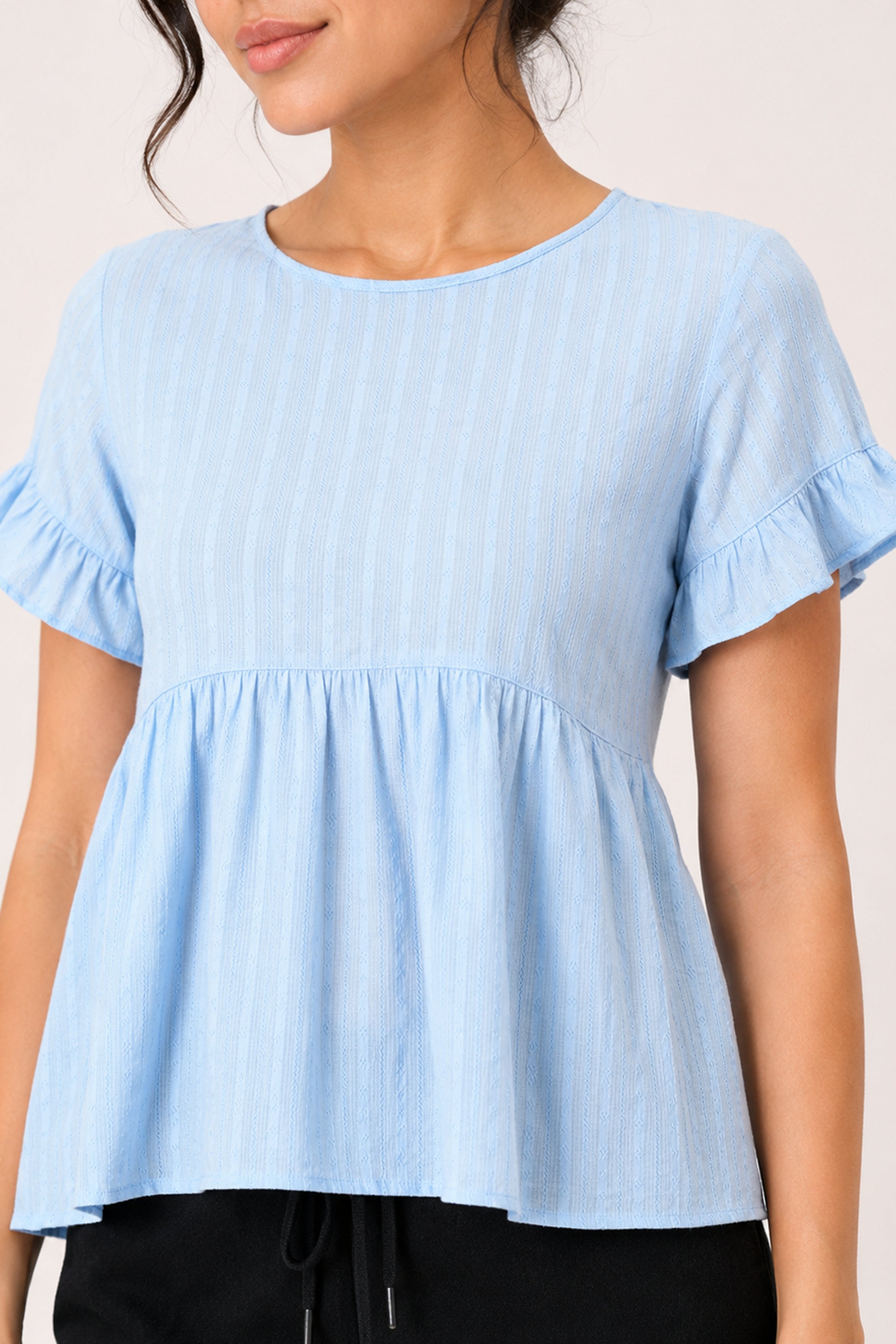 MODANO Casual Plain Blouse - Light Blue
