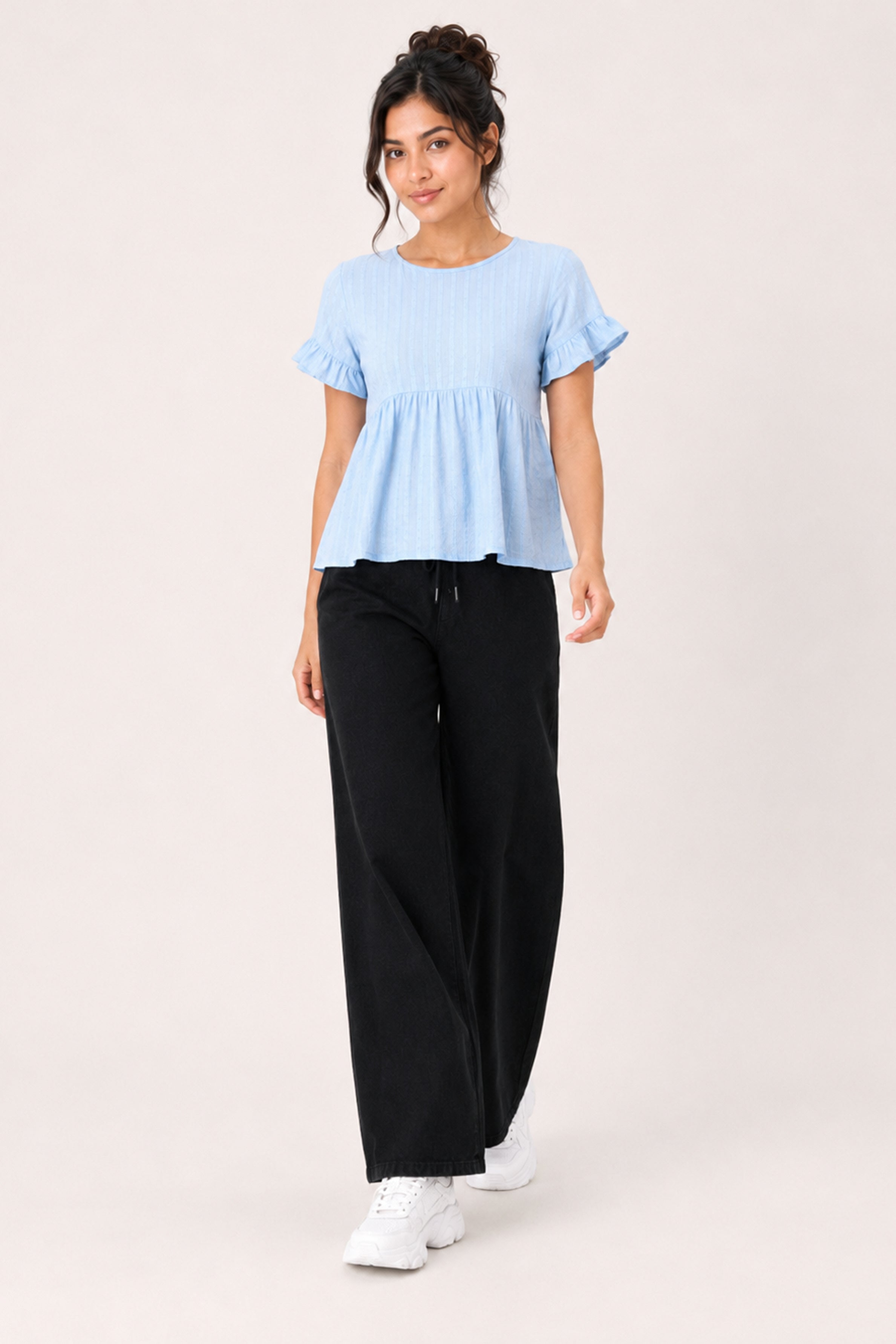 MODANO Casual Plain Blouse - Light Blue