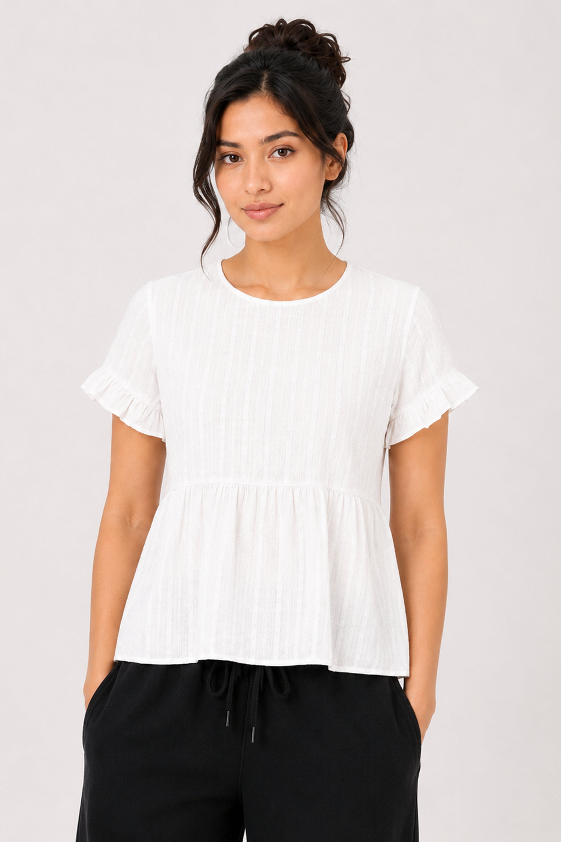 MODANO Casual Plain Blouse - White