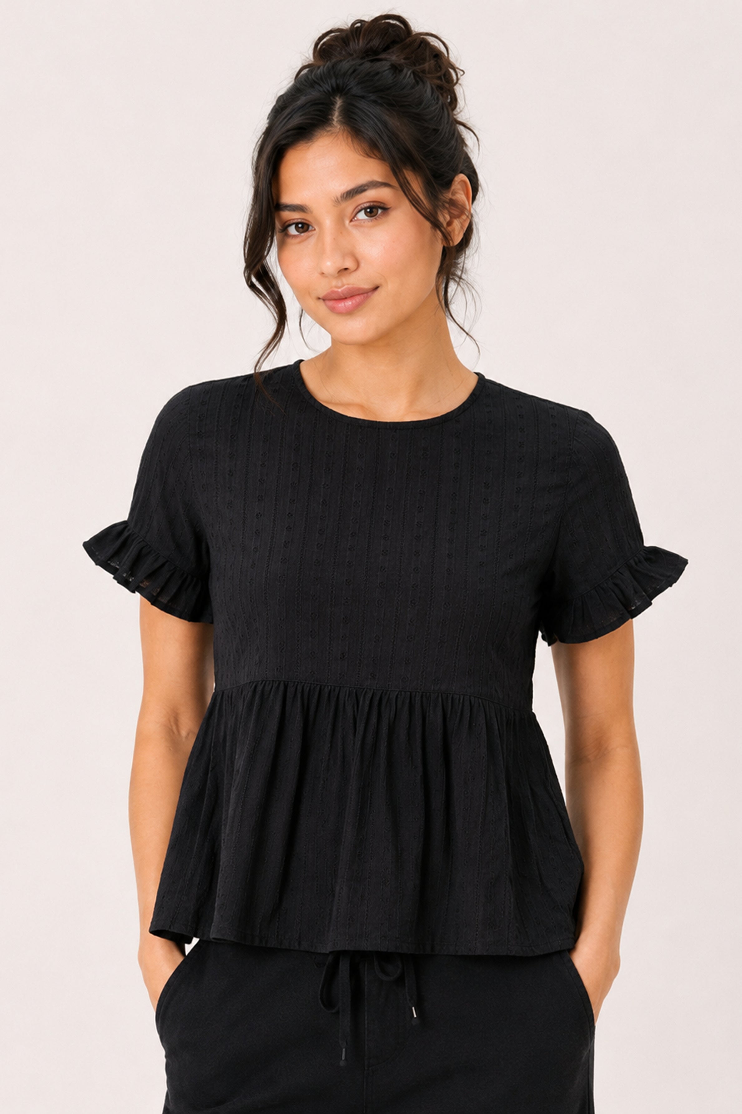 MODANO Casual Plain Blouse - Black