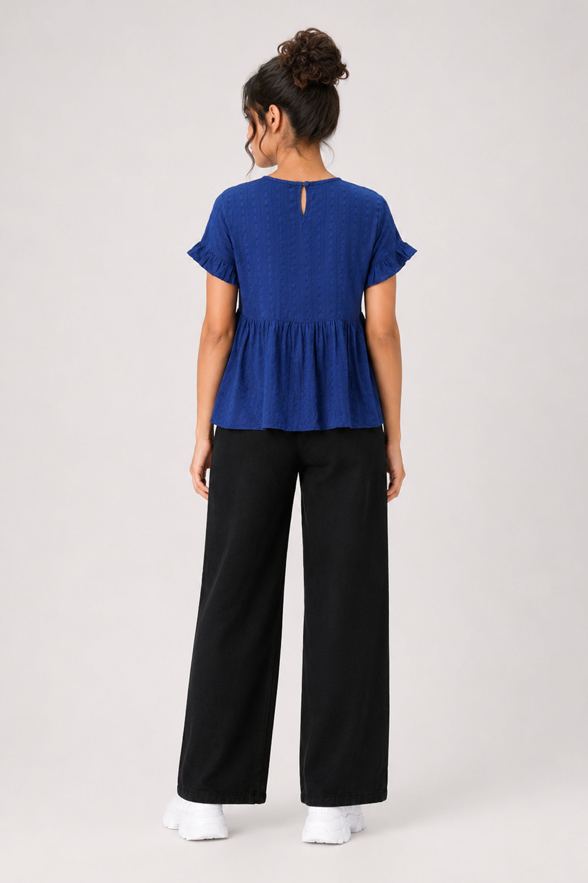 MODANO Casual Plain Blouse - Navy