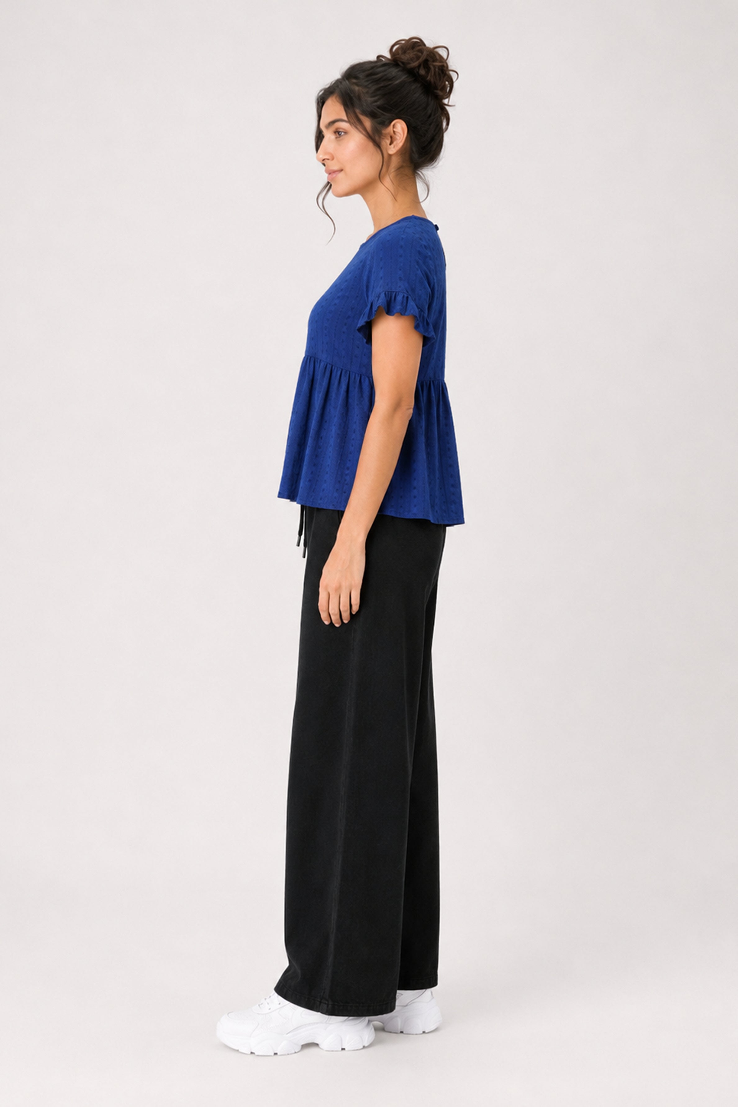 MODANO Casual Plain Blouse - Navy