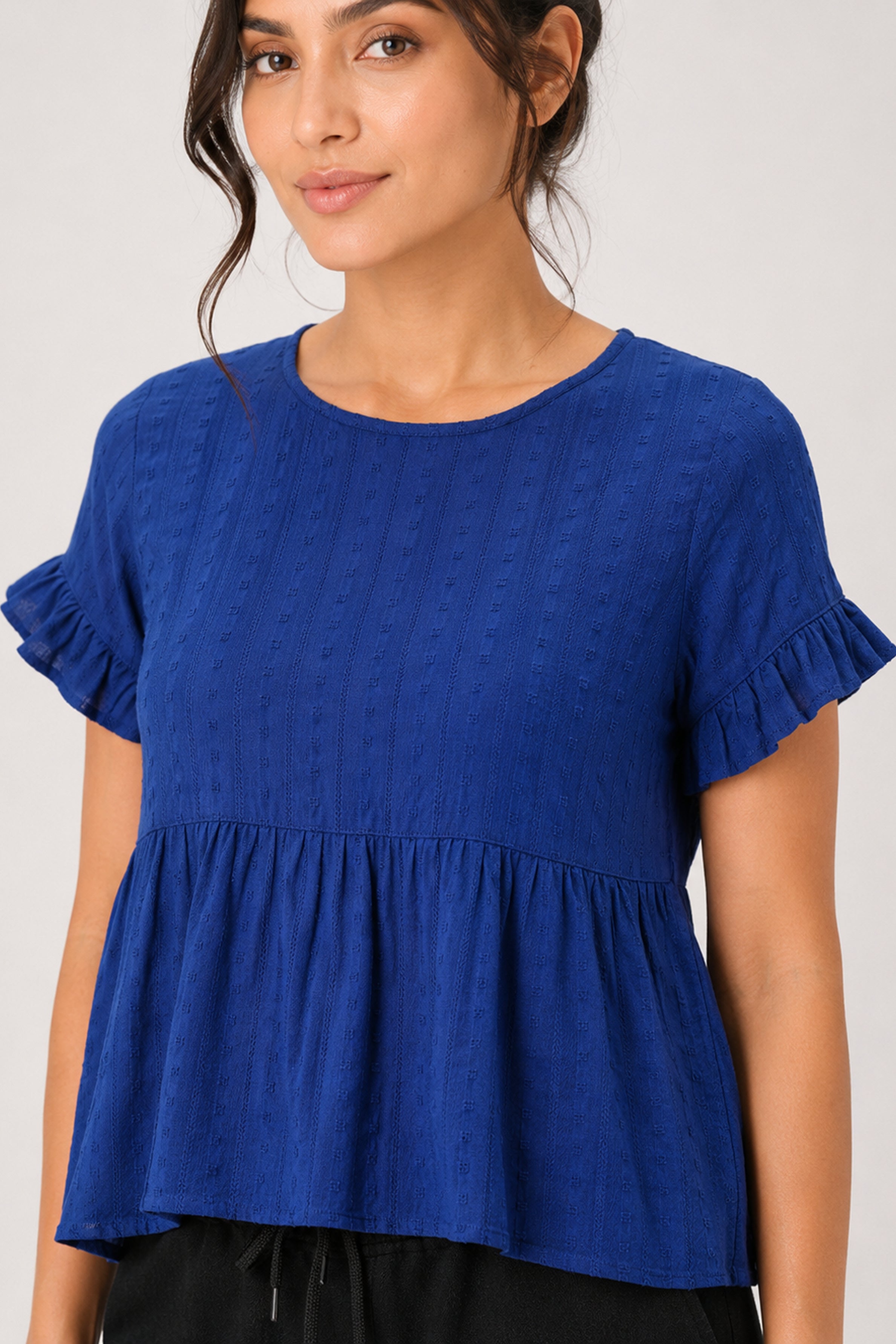 MODANO Casual Plain Blouse - Navy