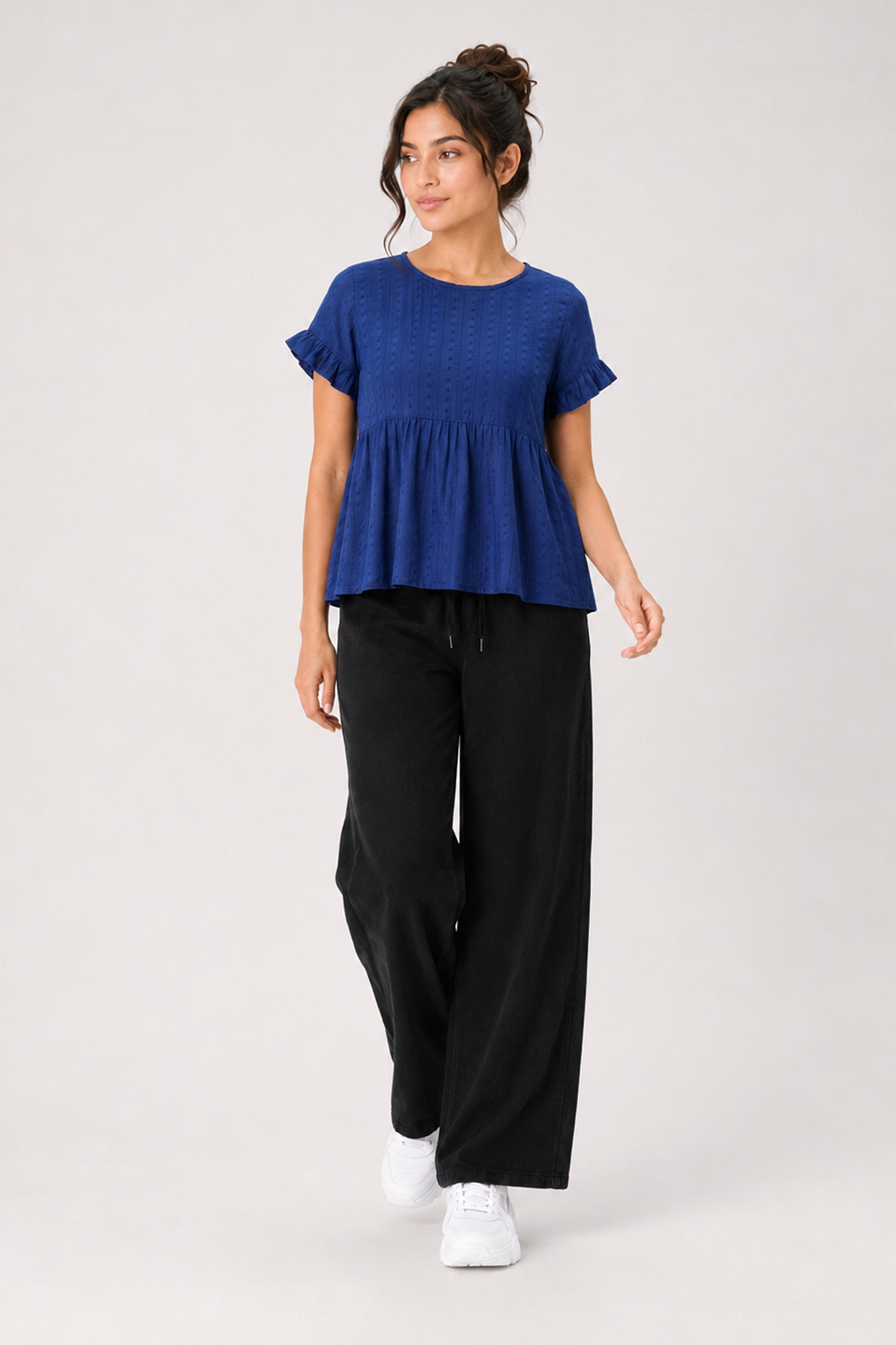 MODANO Casual Plain Blouse - Navy