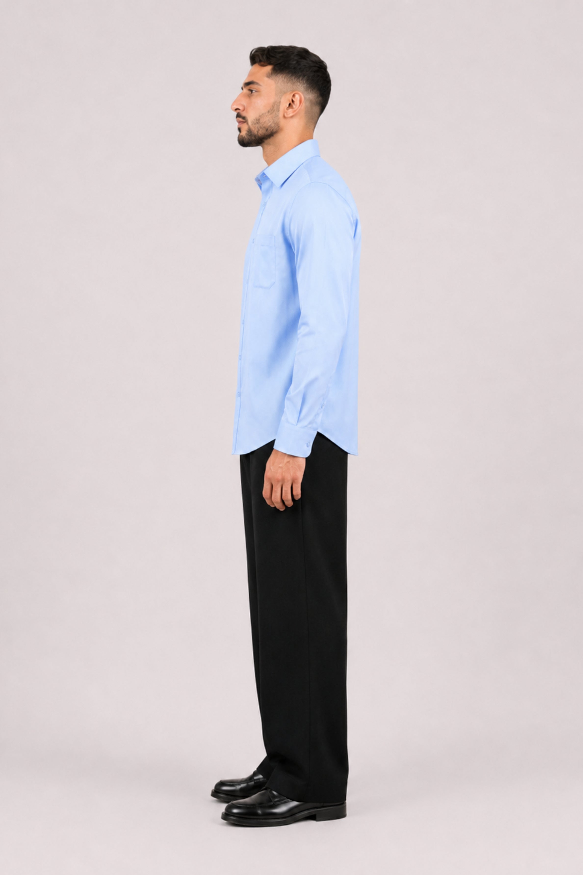 GENZ Formal Slim Fit Long Sleeve Shirt - Sky Blue