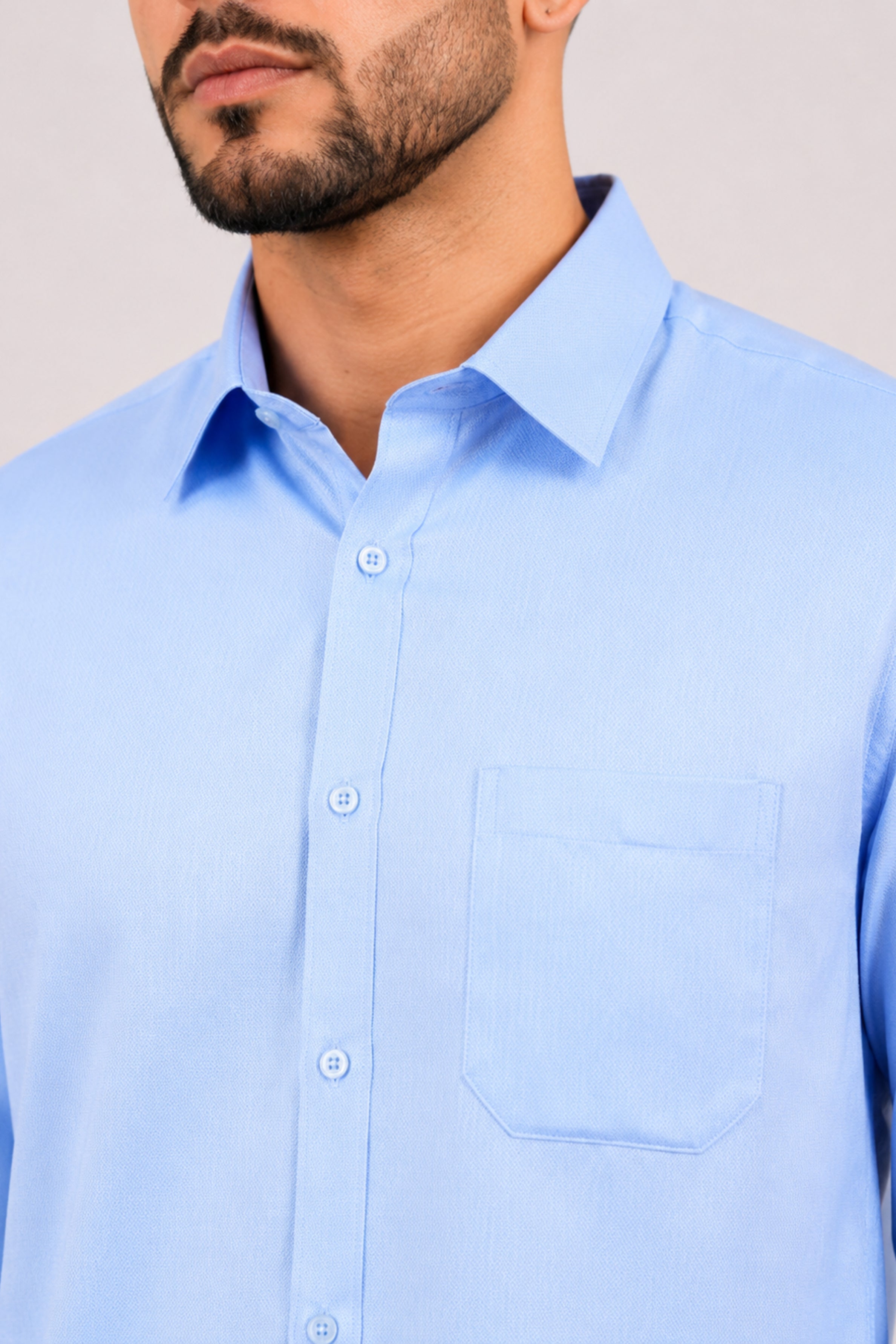 GENZ Formal Slim Fit Long Sleeve Shirt - Sky Blue