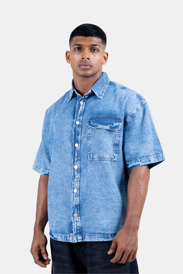 Hustle Men's Denim Shirt - Everyday Casual