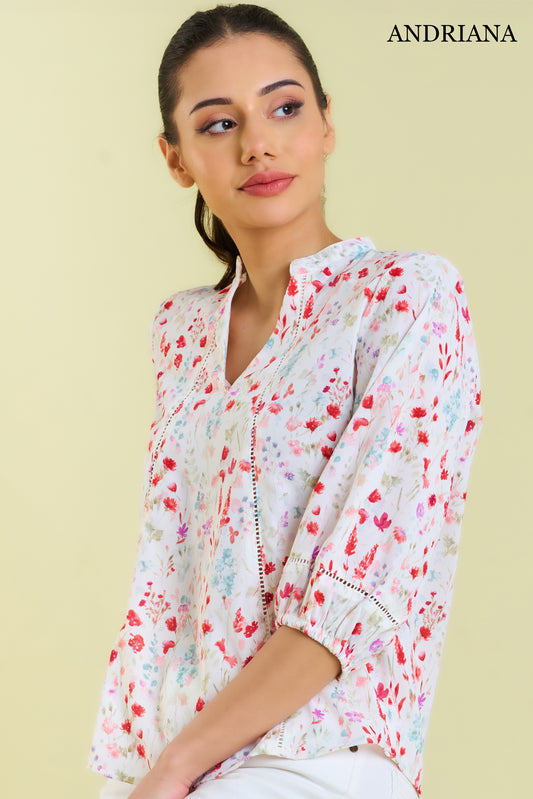 ANDRIANA Women's Floral Formal Blouse