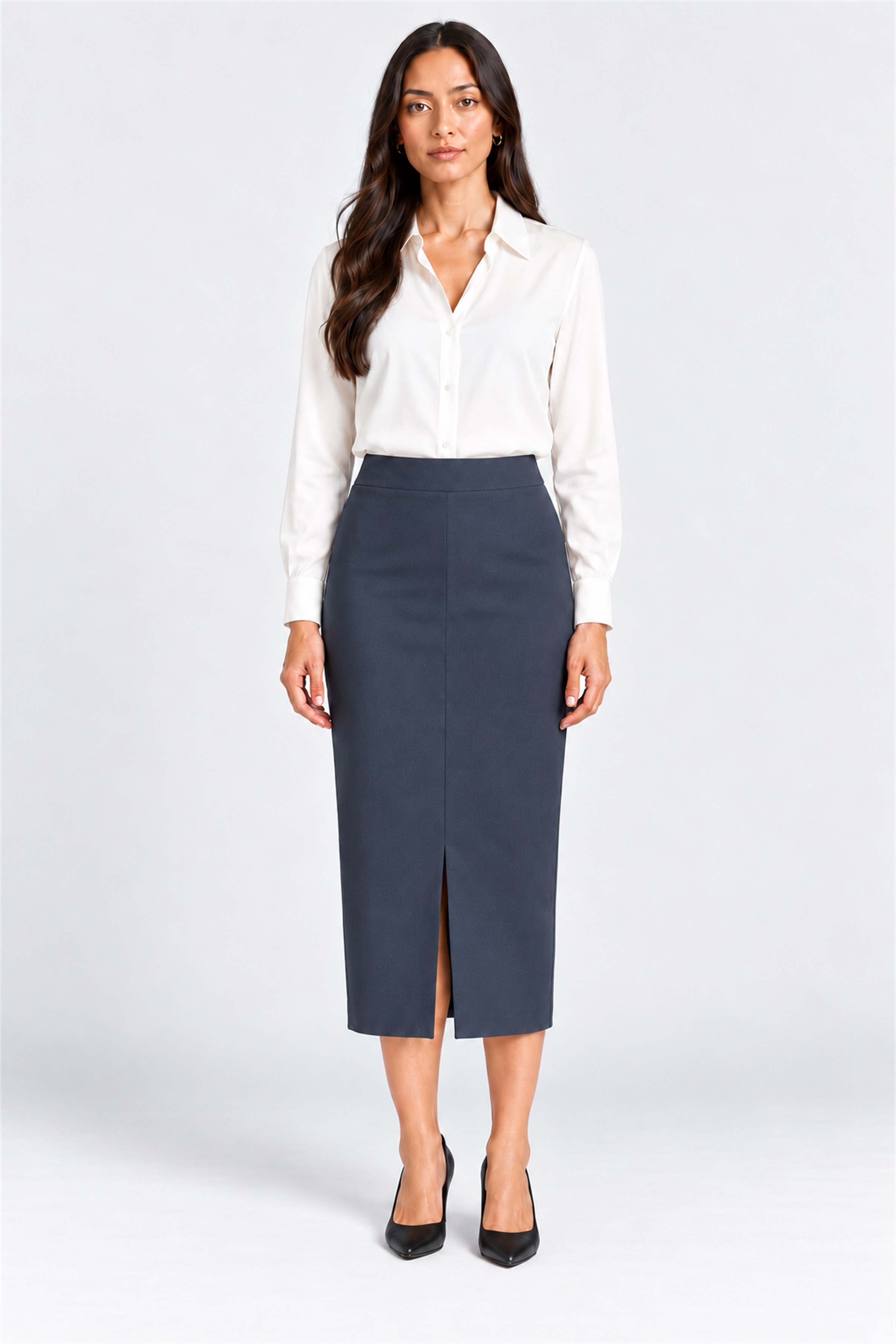 ENVOGUE Women's Formal Plain Skirt - Gray
