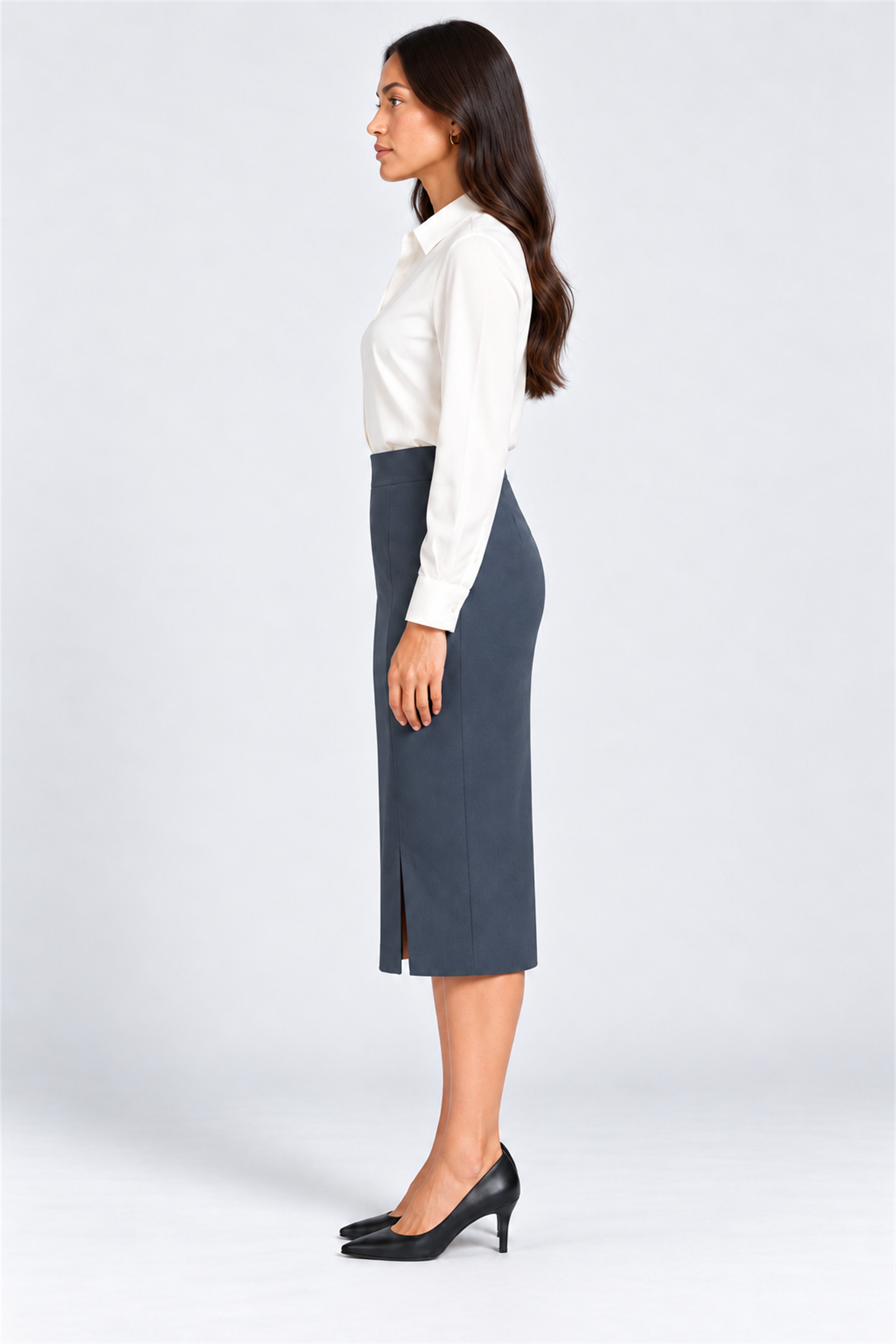 ENVOGUE Women's Formal Plain Skirt - Gray