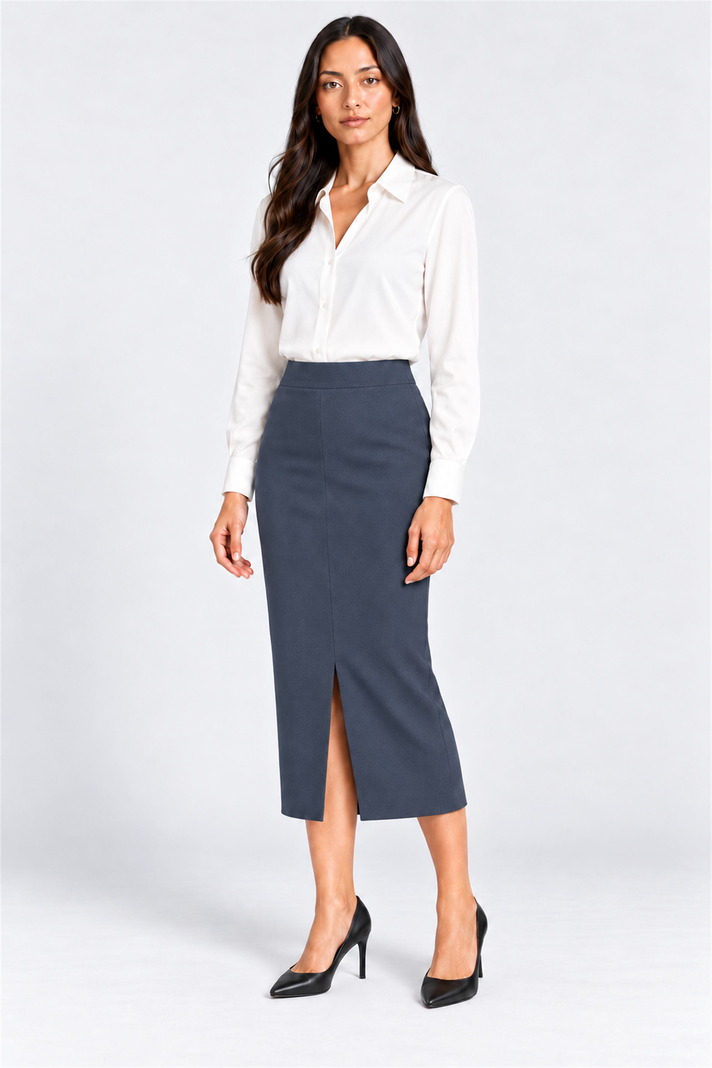 ENVOGUE Women's Formal Plain Skirt - Gray