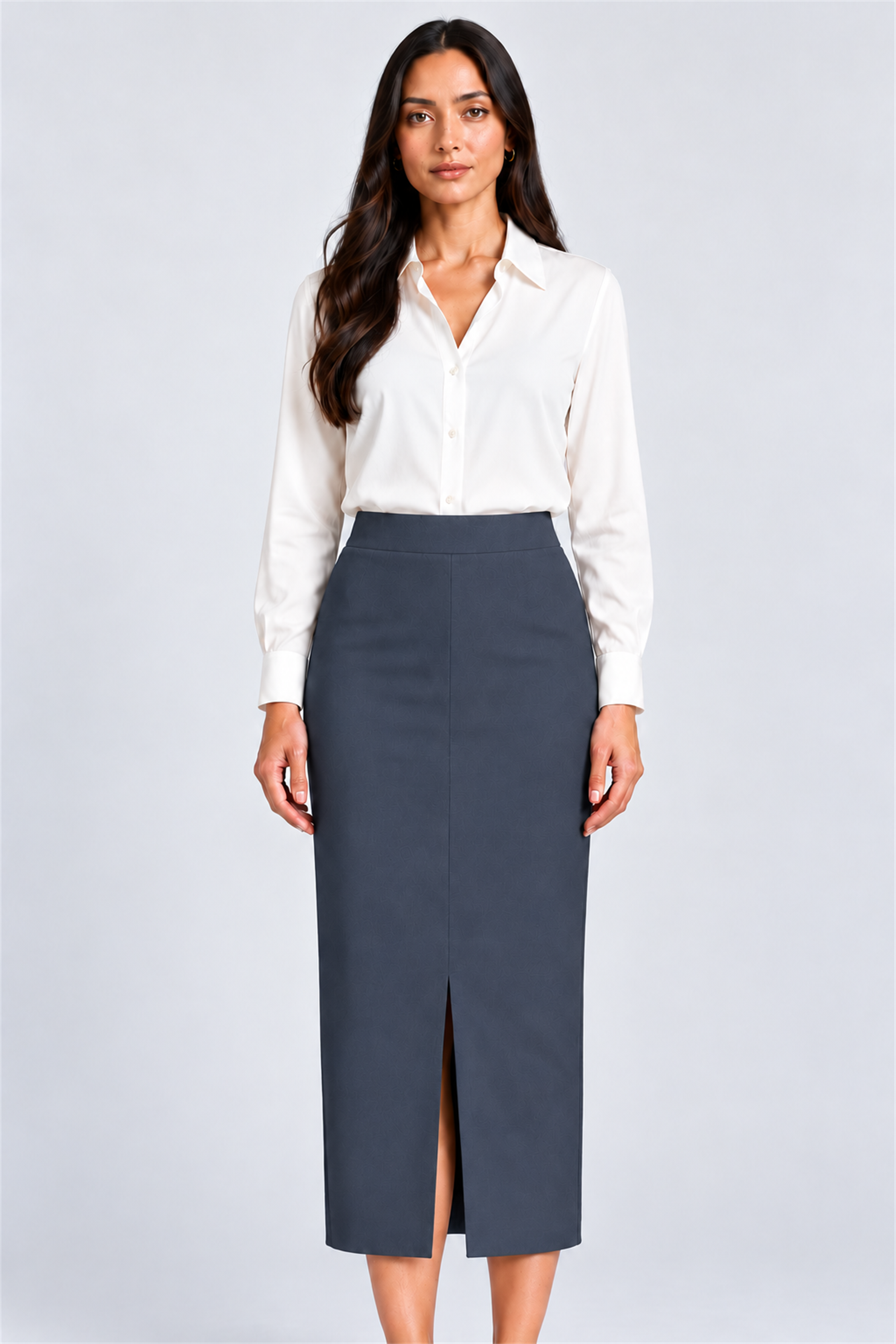 ENVOGUE Women's Formal Plain Skirt - Gray