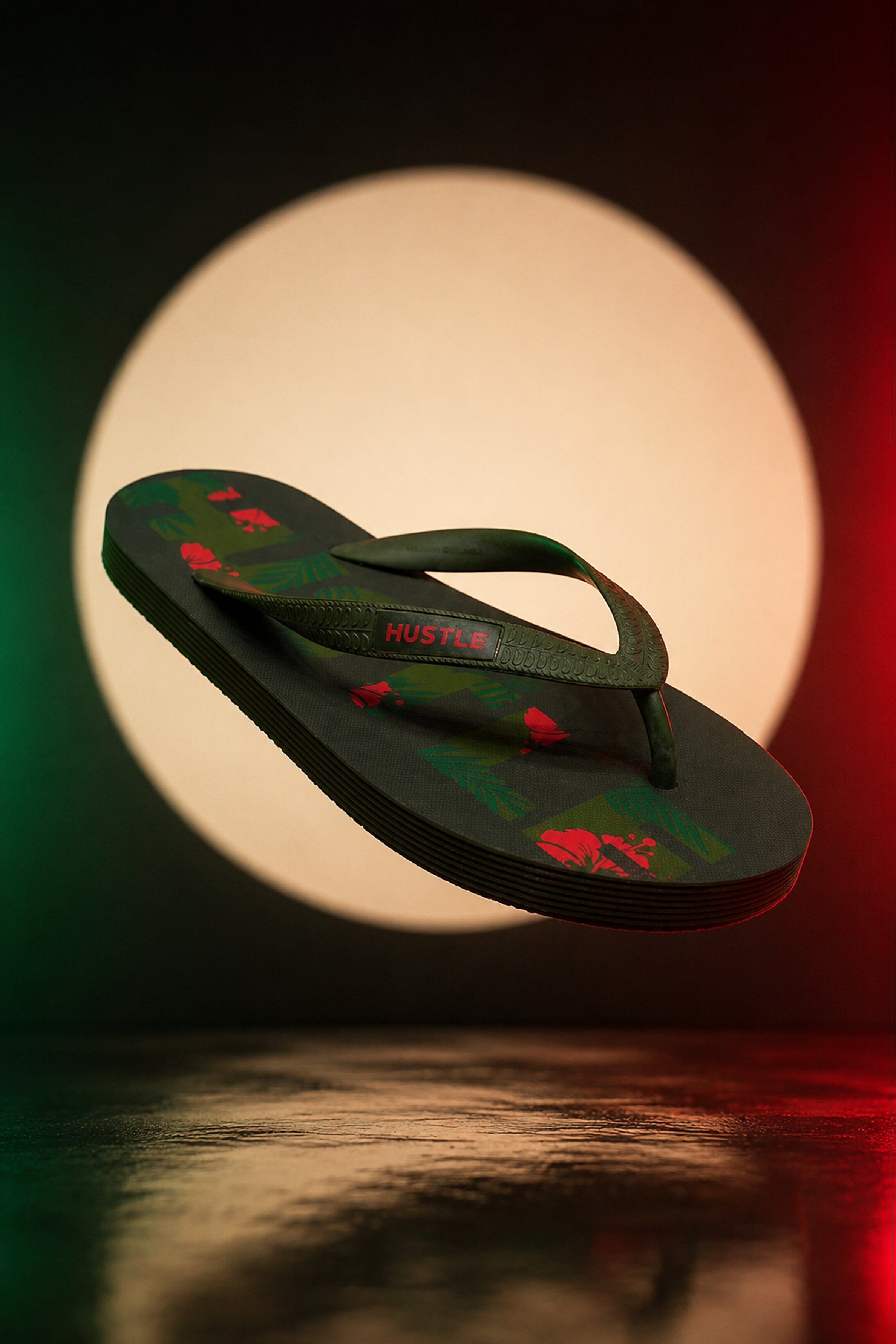HUSTLE Men's Green Flip Flops