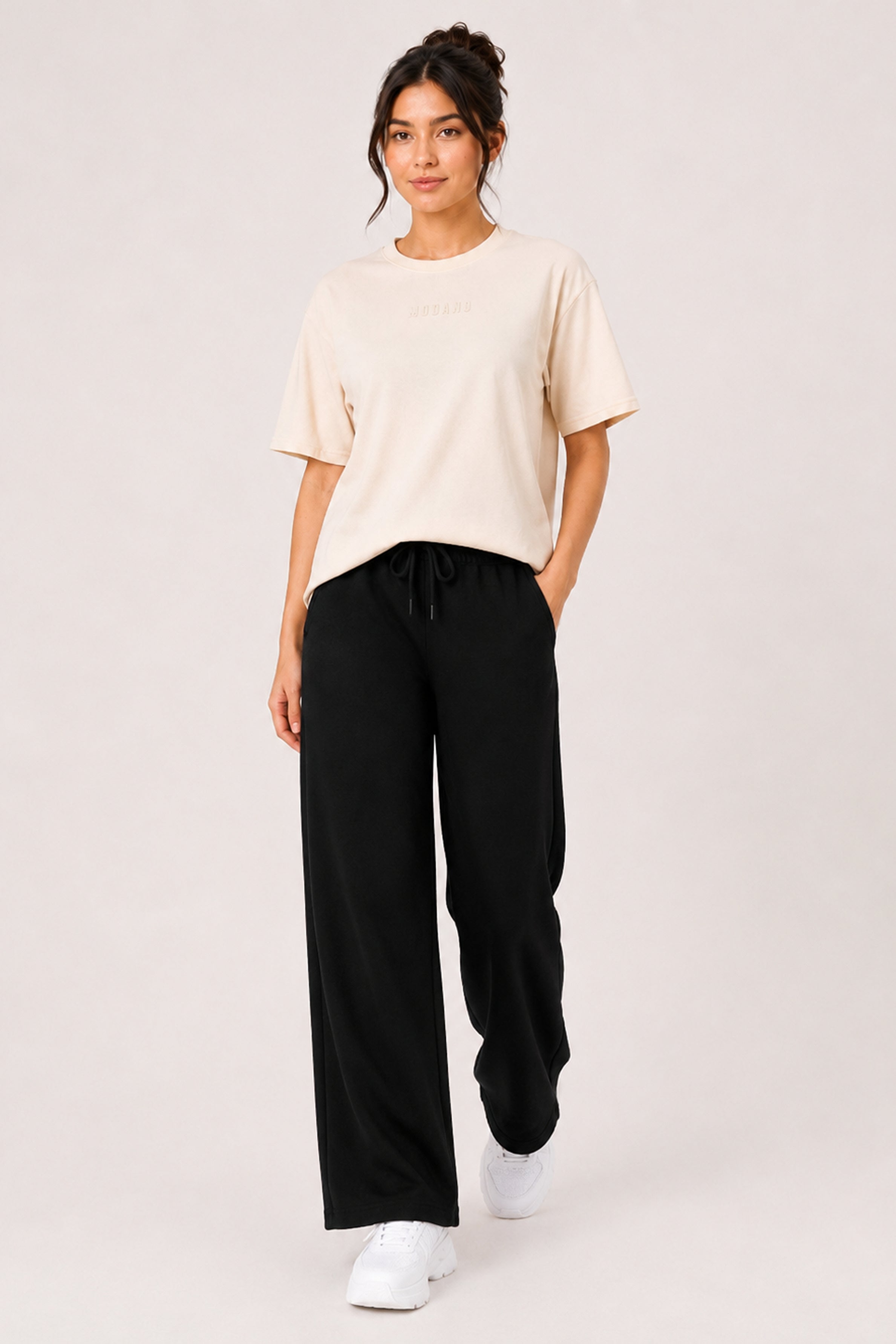 MODANO Casual Crew Neck Tees - Cream