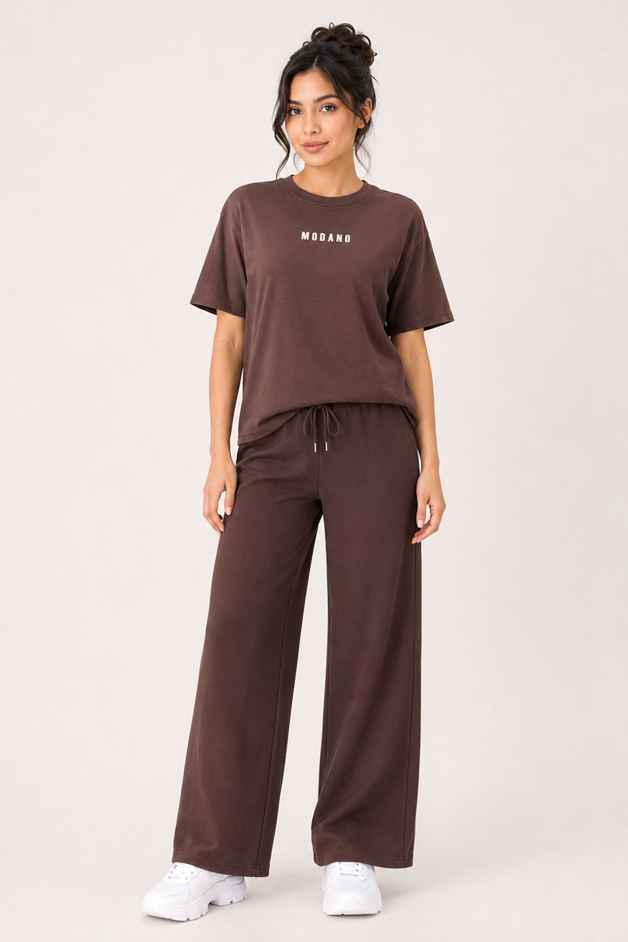 MODANO Casual Crew Neck Tees - Coffee