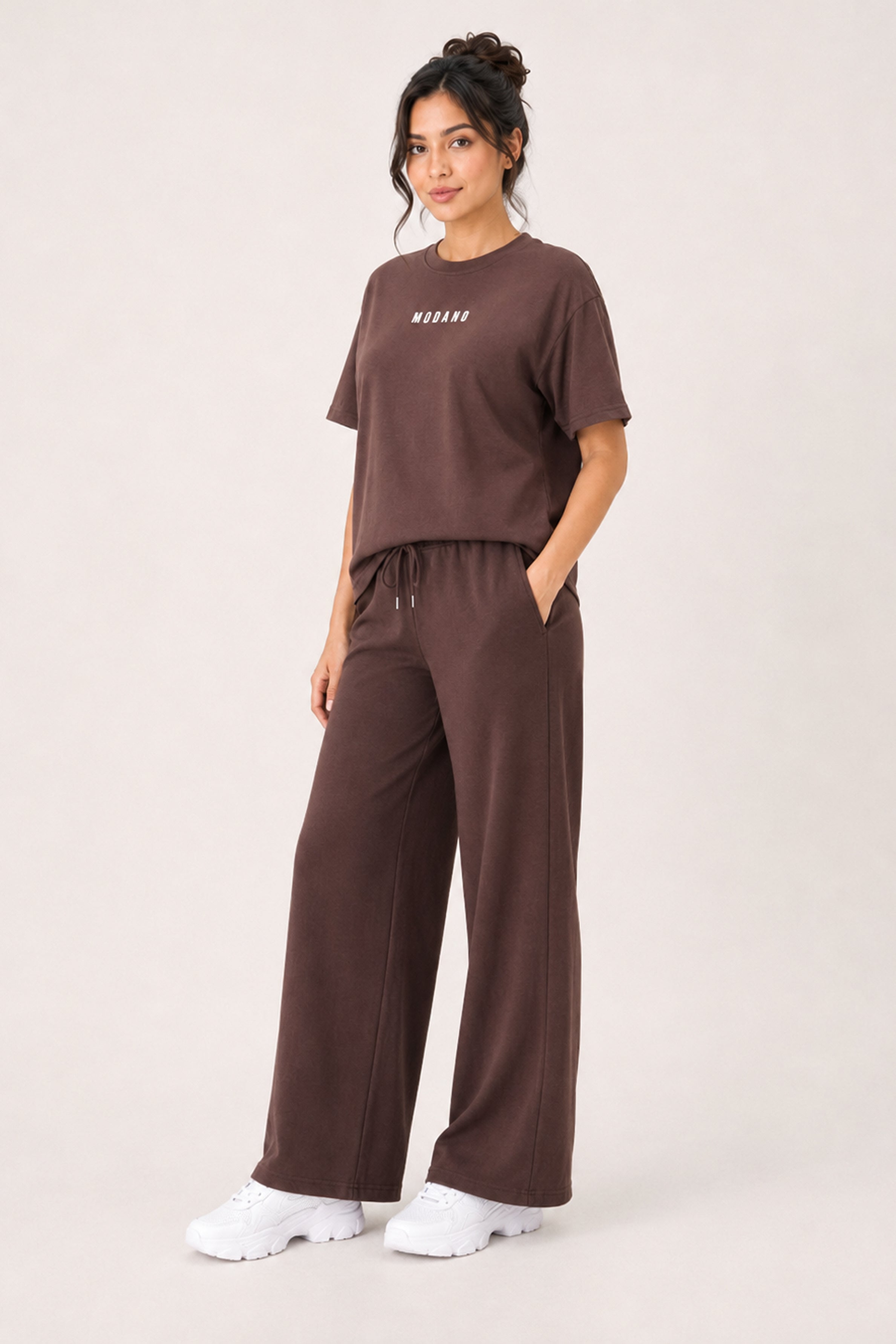 MODANO Casual Crew Neck Tees - Coffee