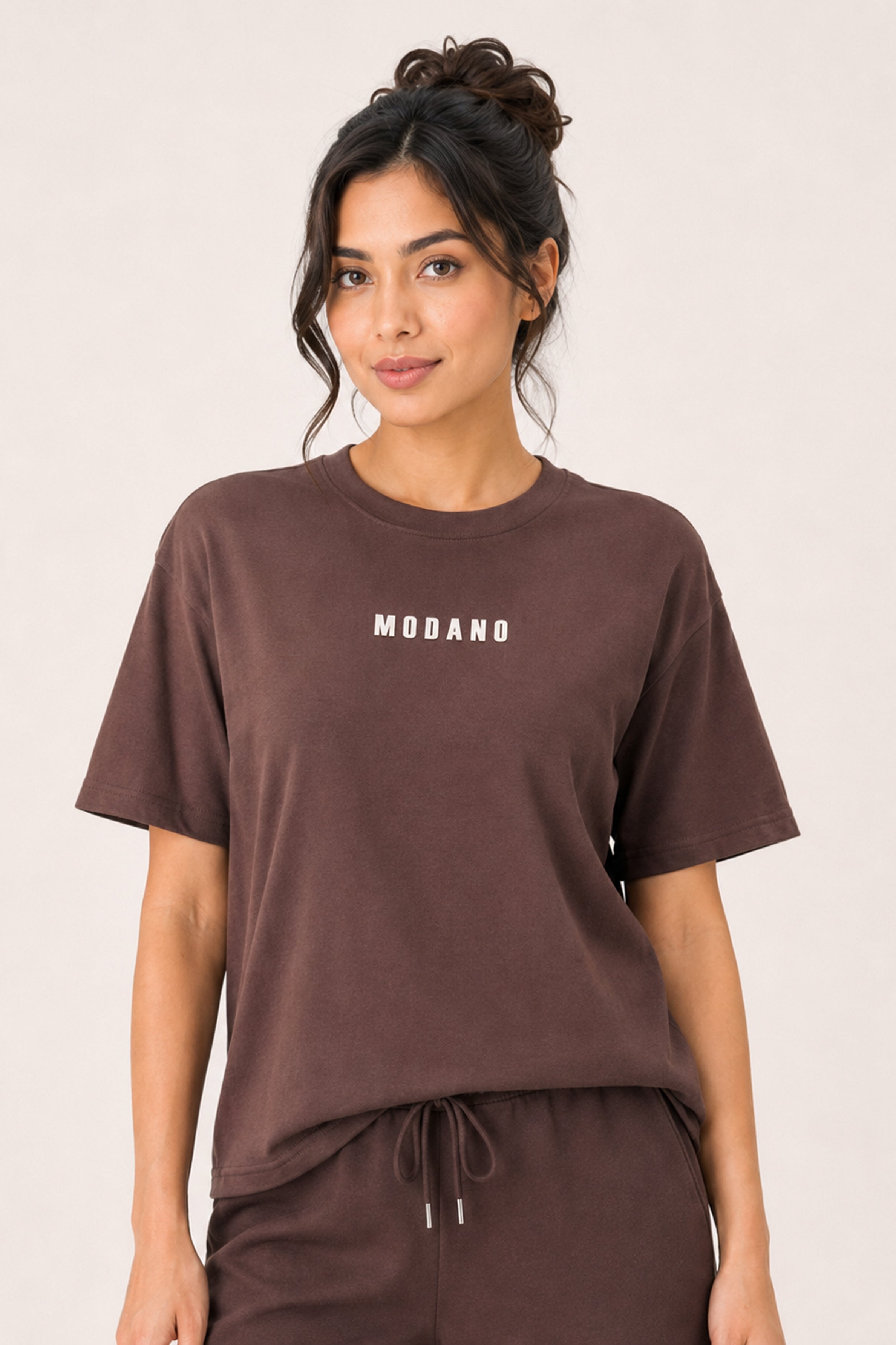 MODANO Casual Crew Neck Tees - Coffee