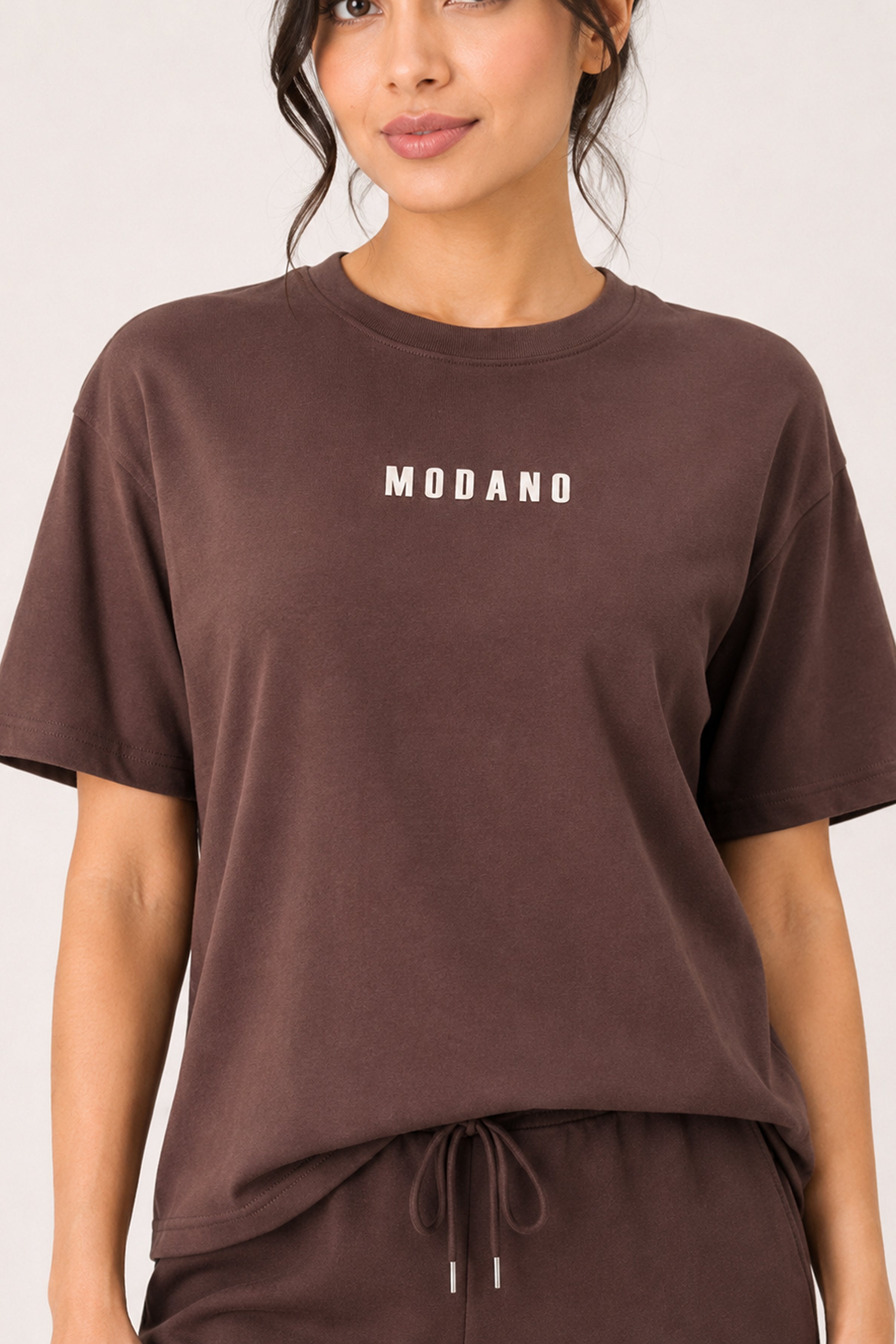 MODANO Casual Crew Neck Tees - Coffee