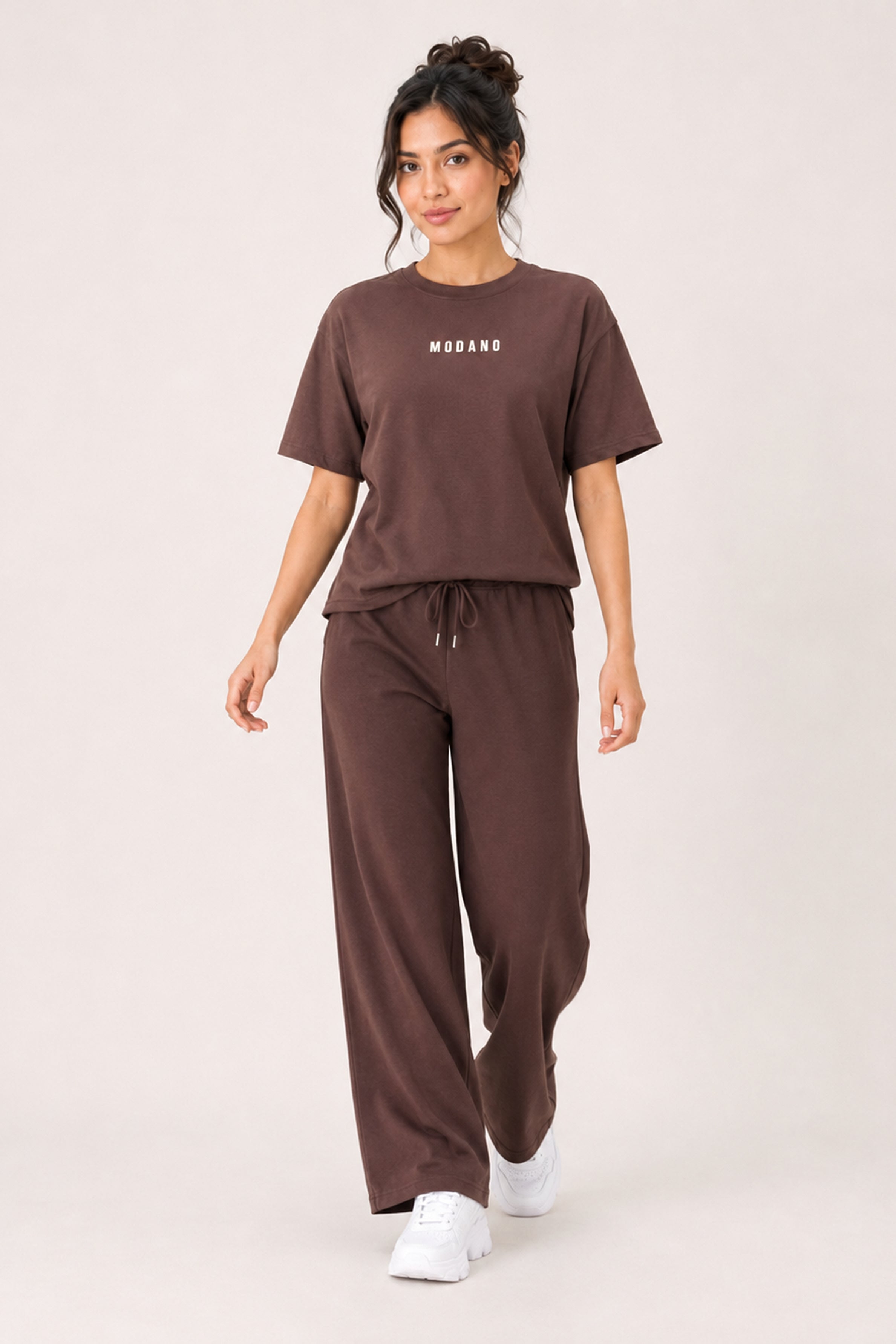 MODANO Casual Crew Neck Tees - Coffee