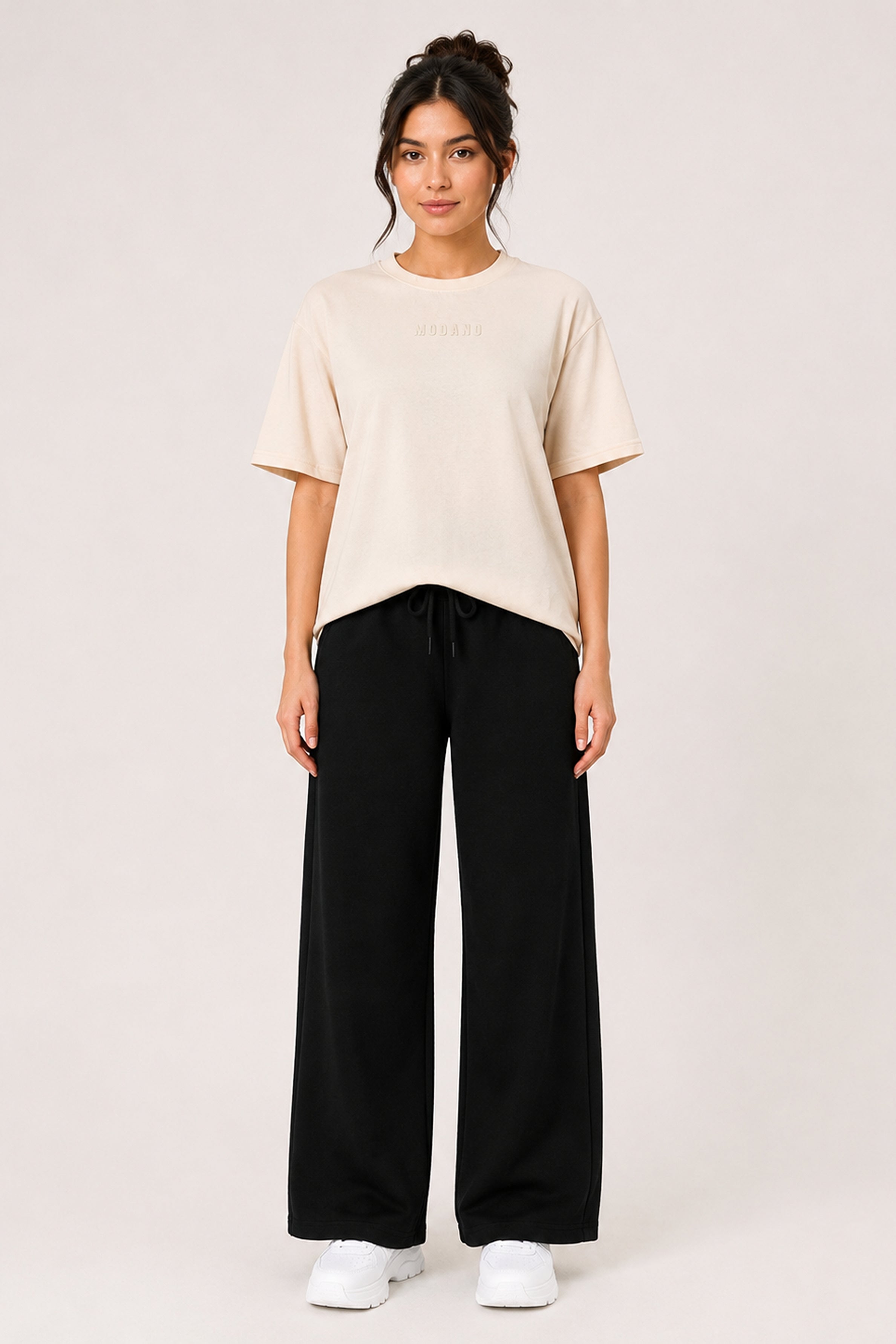 MODANO Casual Crew Neck Tees - Cream