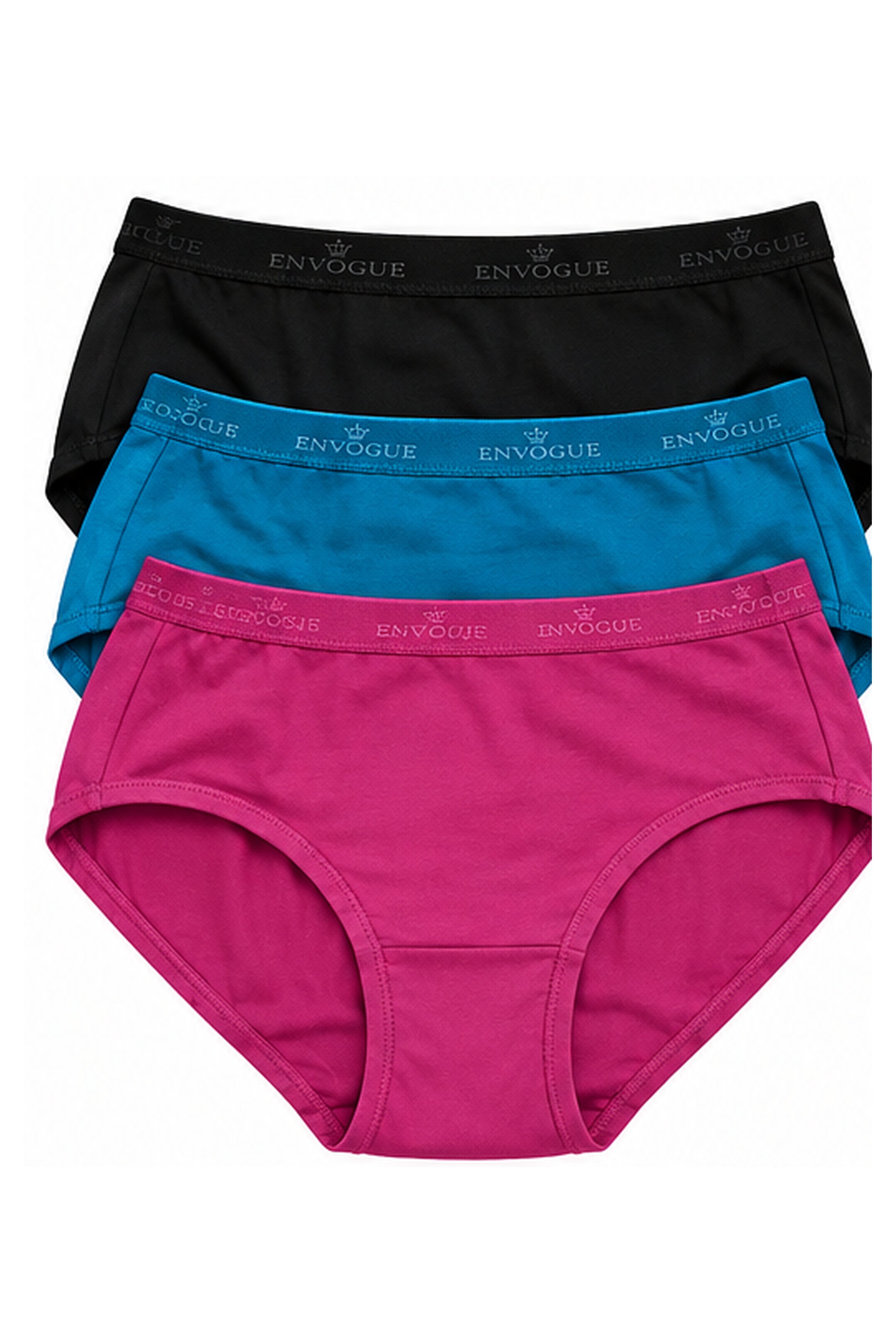ENVOGUE Women's Full Brief 3pcs Panty Pack - Assorted