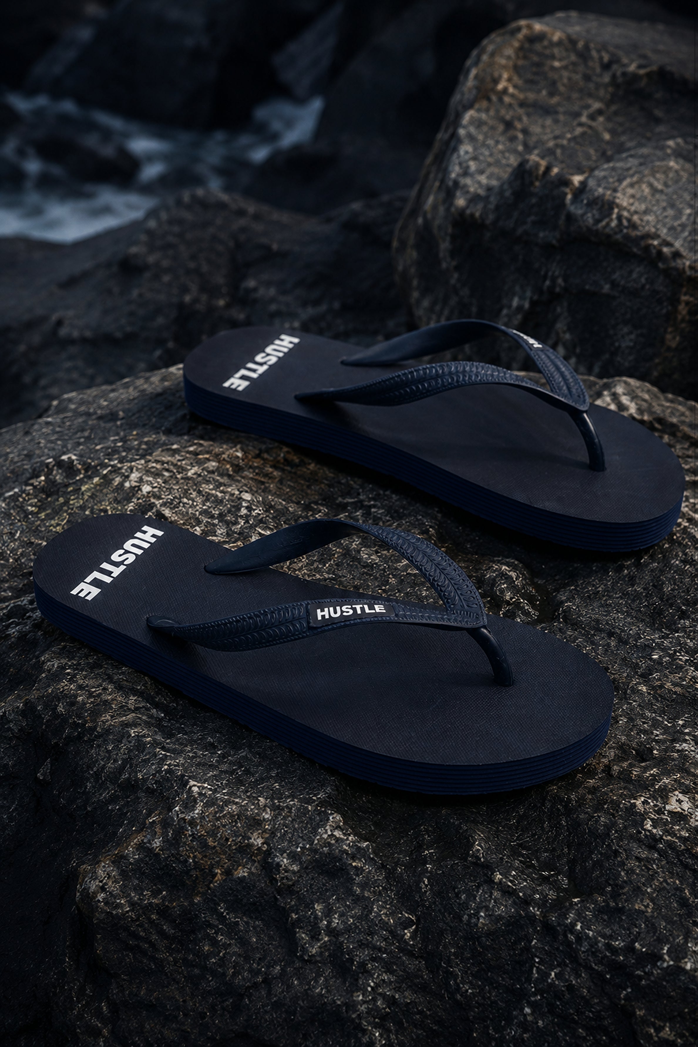 HUSTLE Men's Flip Flops - Navy