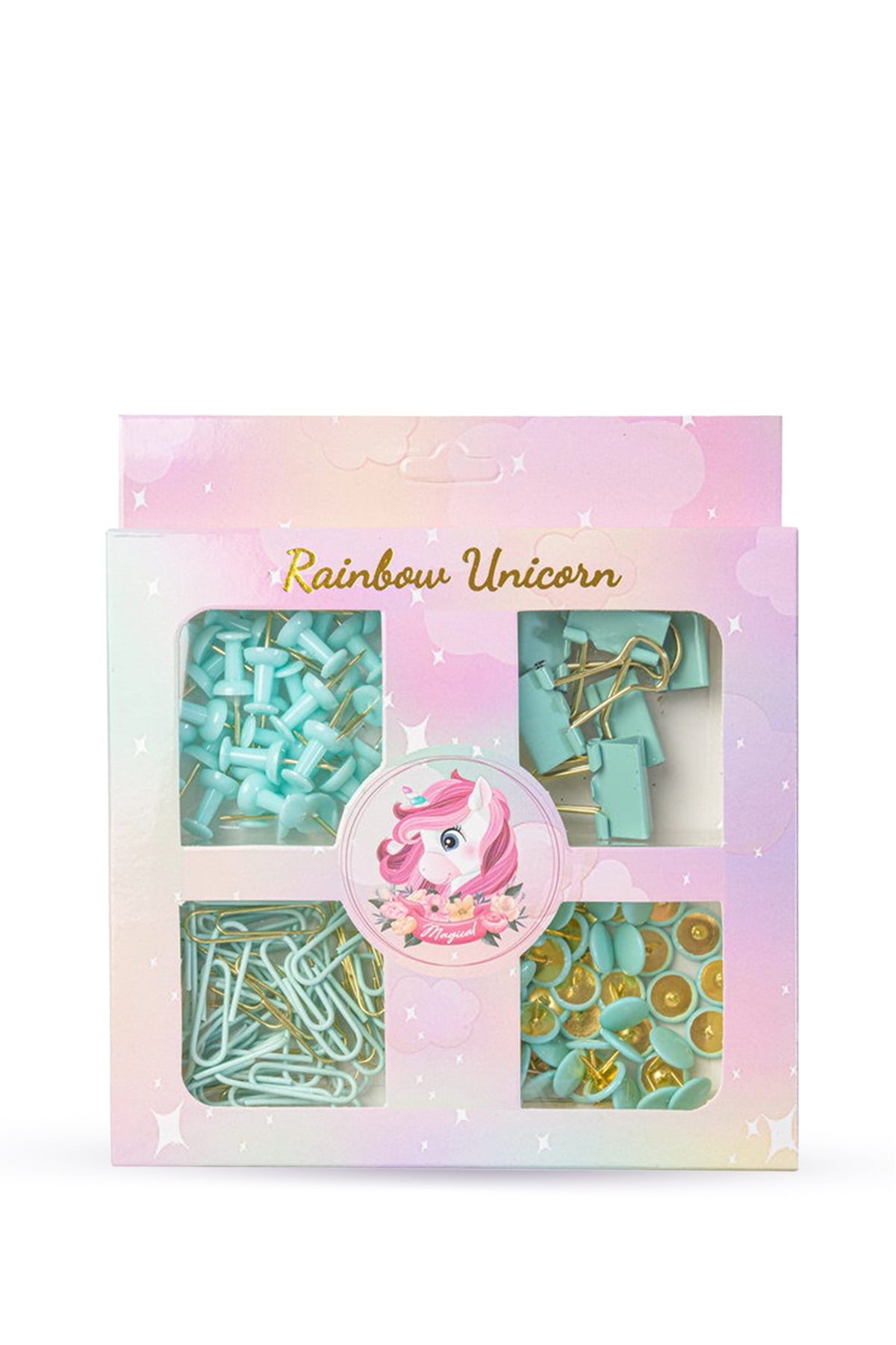 Unicorn four-compartment clip & pin set