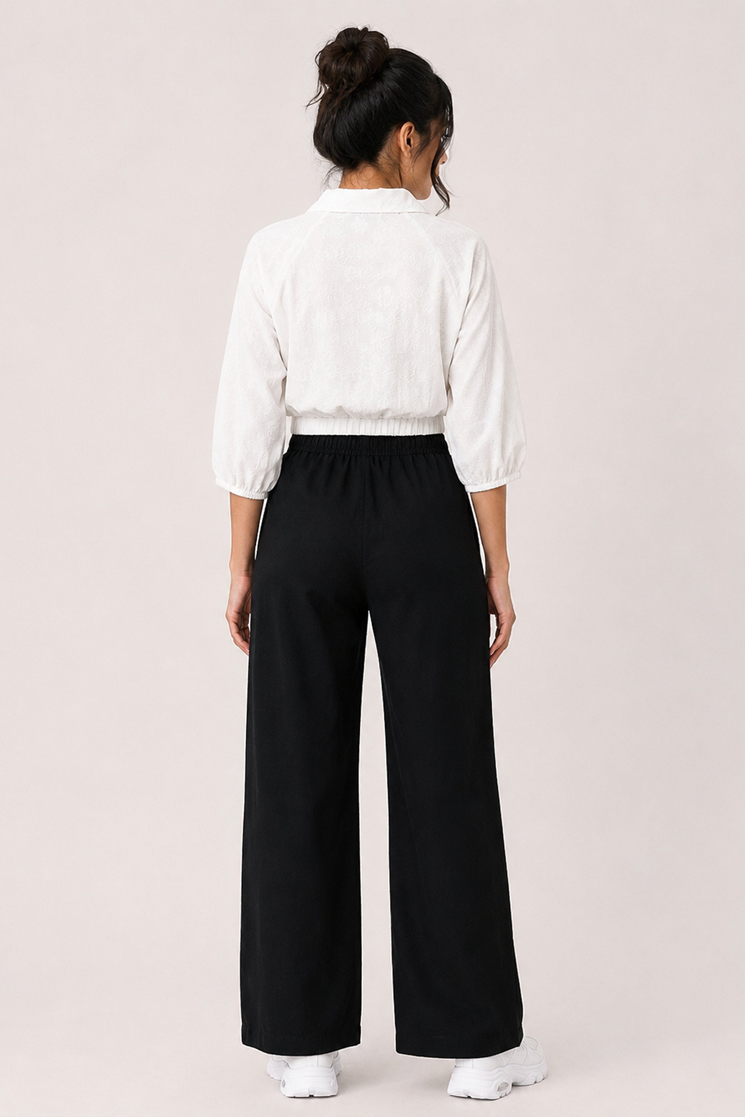 MODANO Casual POLO Plain Blouse - White
