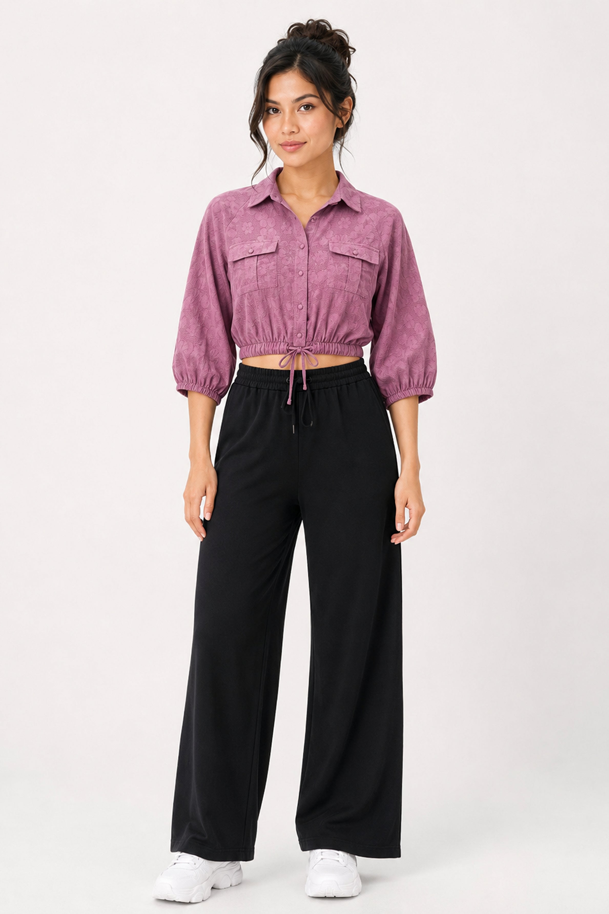 MODANO Casual POLO Plain Blouse - Pink