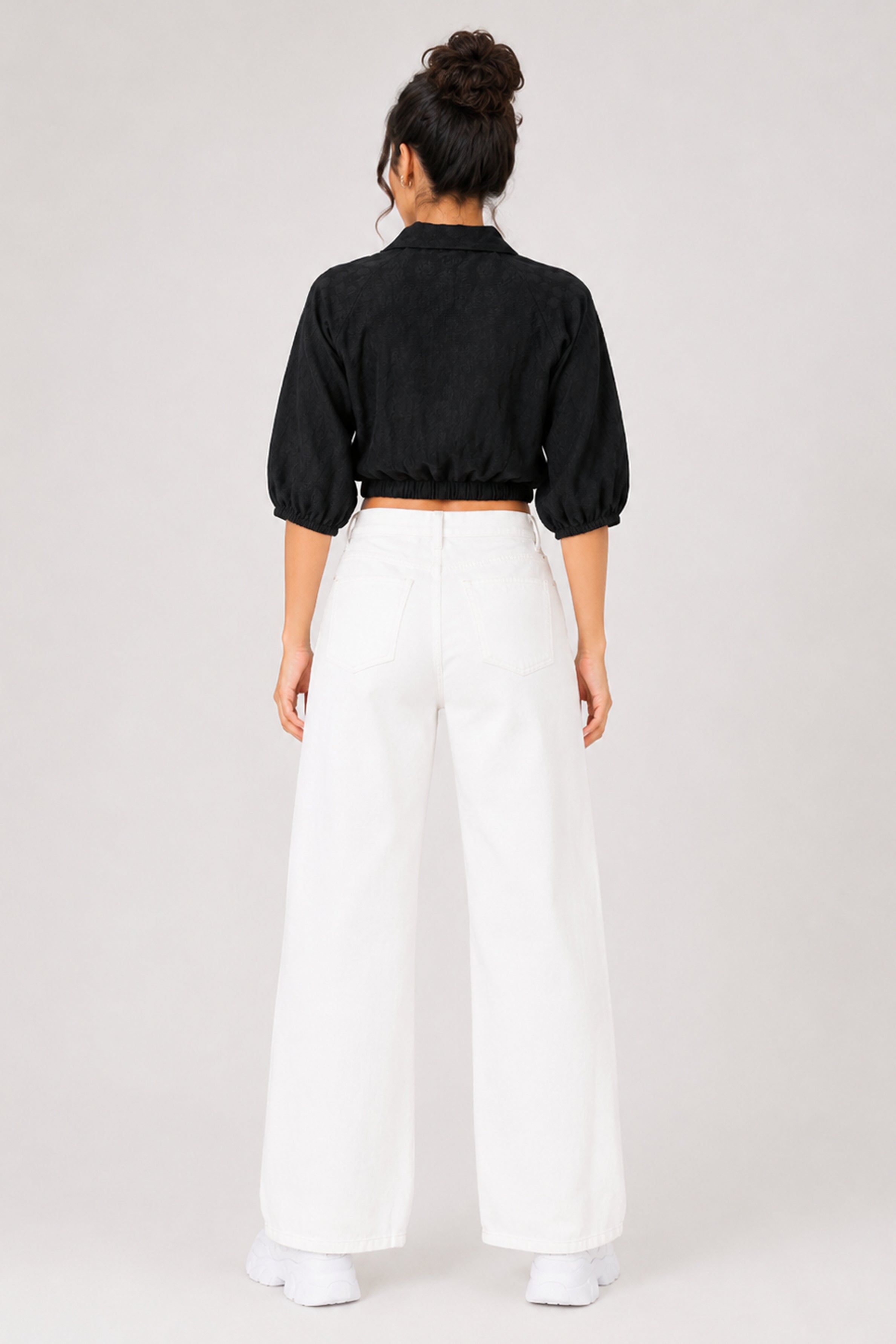 MODANO Casual POLO Plain Blouse - Black