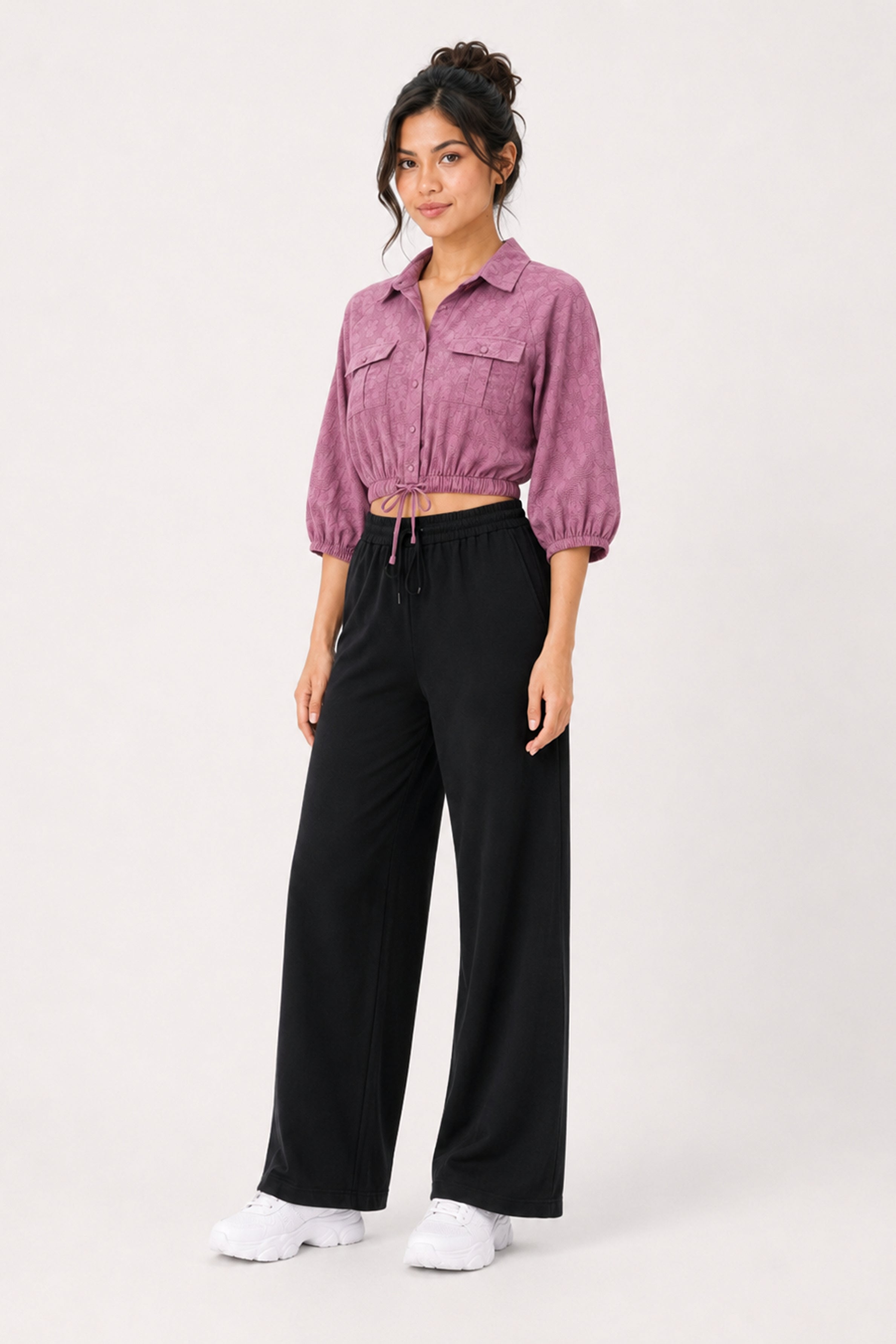 MODANO Casual POLO Plain Blouse - Pink