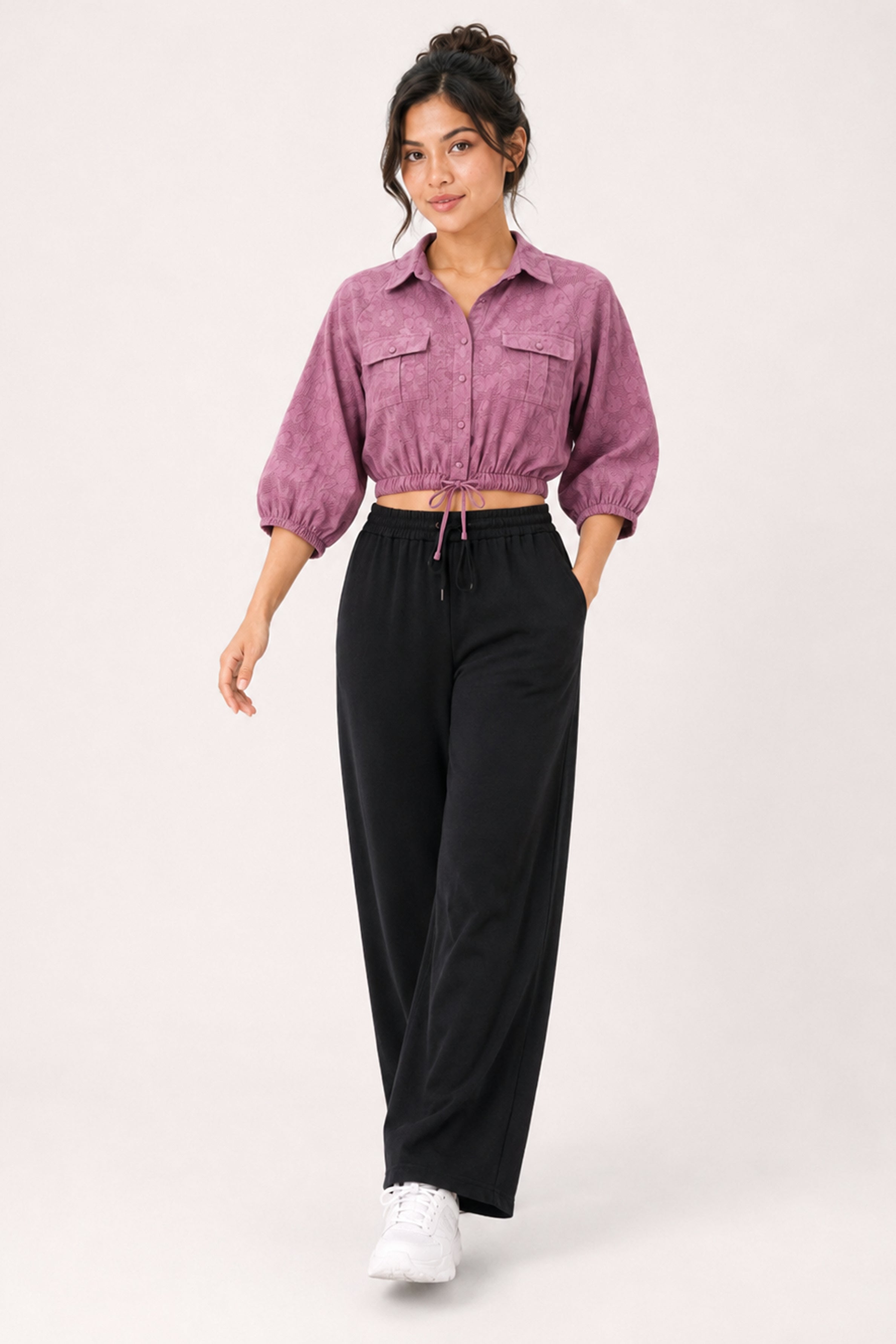 MODANO Casual POLO Plain Blouse - Pink