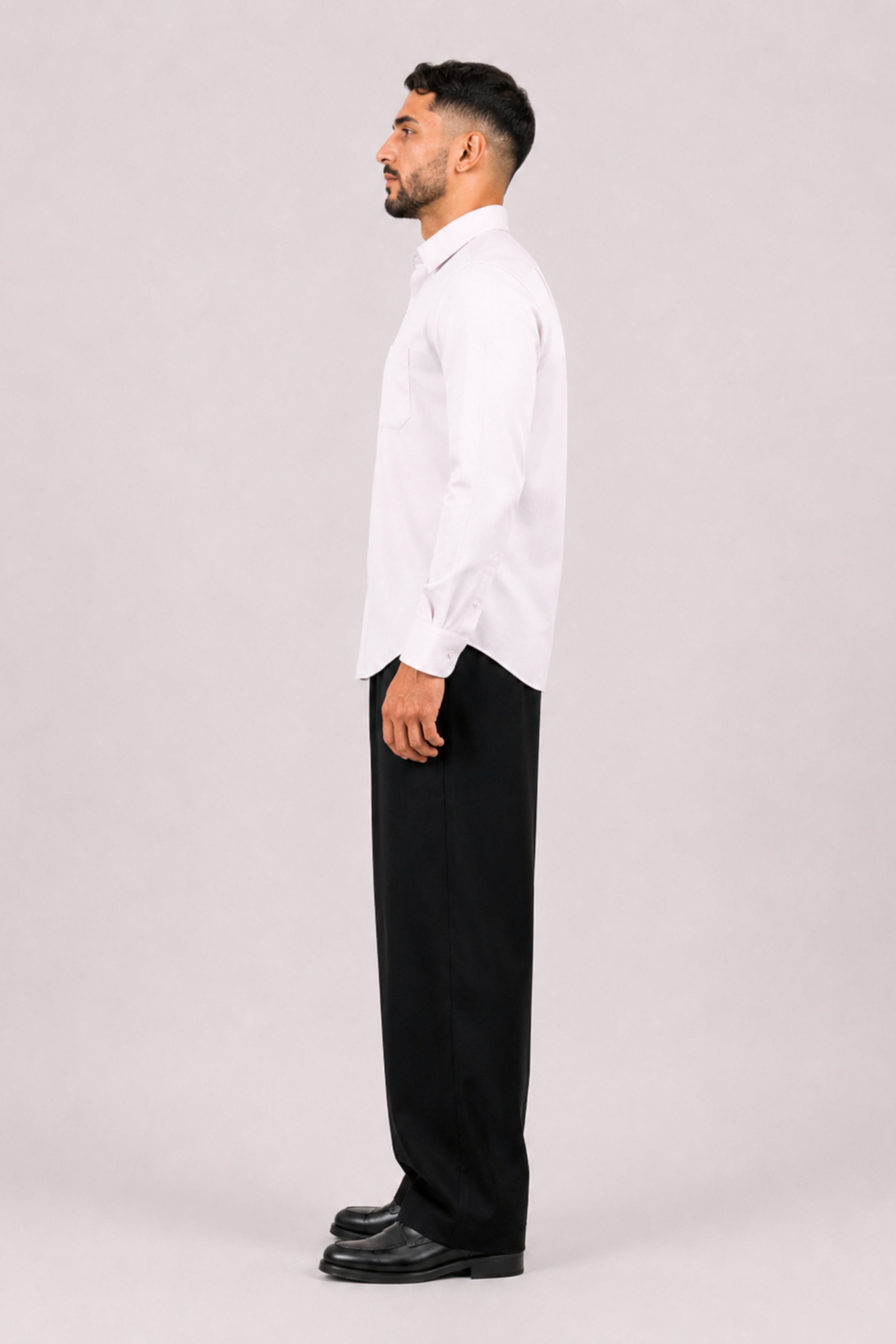 GENZ Formal Slim Fit Long Sleeve Shirt - Ivory