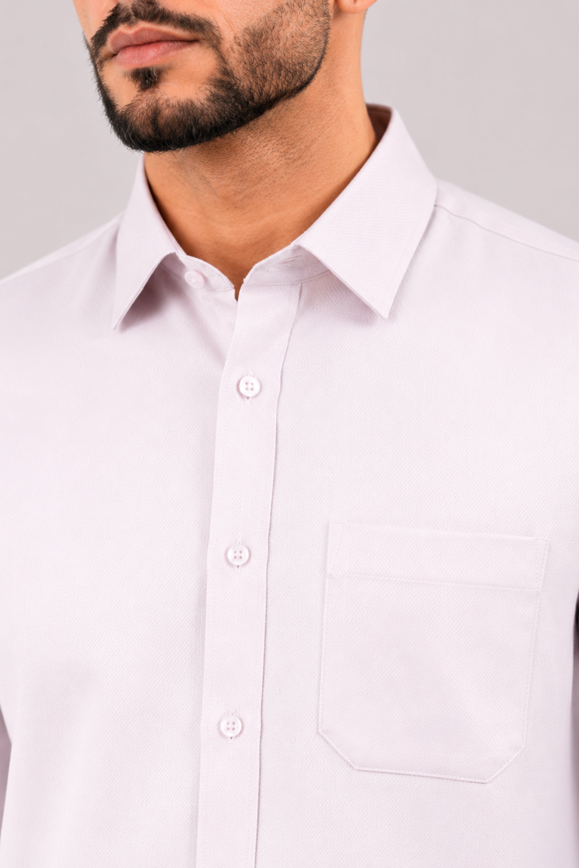 GENZ Formal Slim Fit Long Sleeve Shirt - Ivory