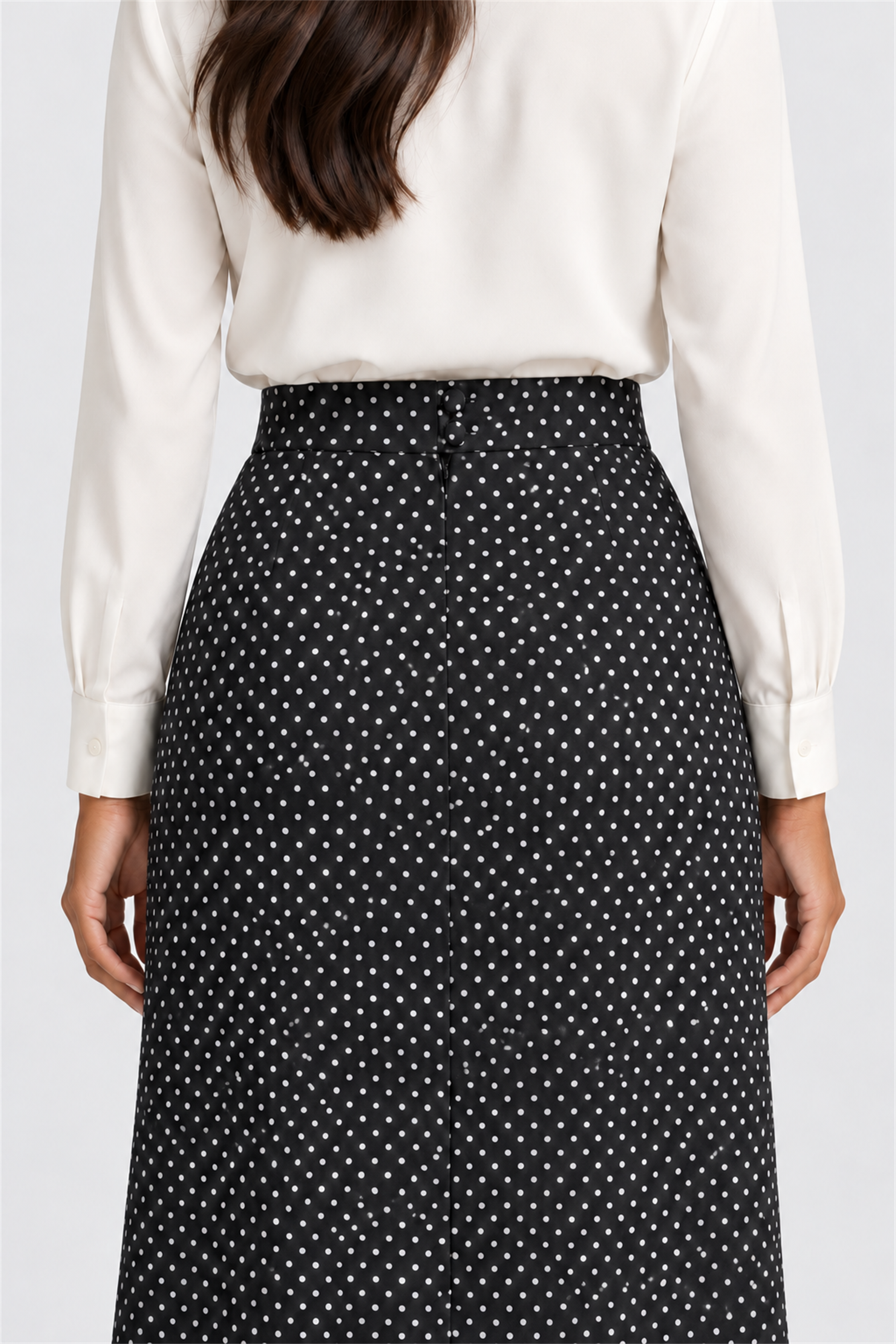 ENVOGUE Women's Formal Dots Skirt - Black