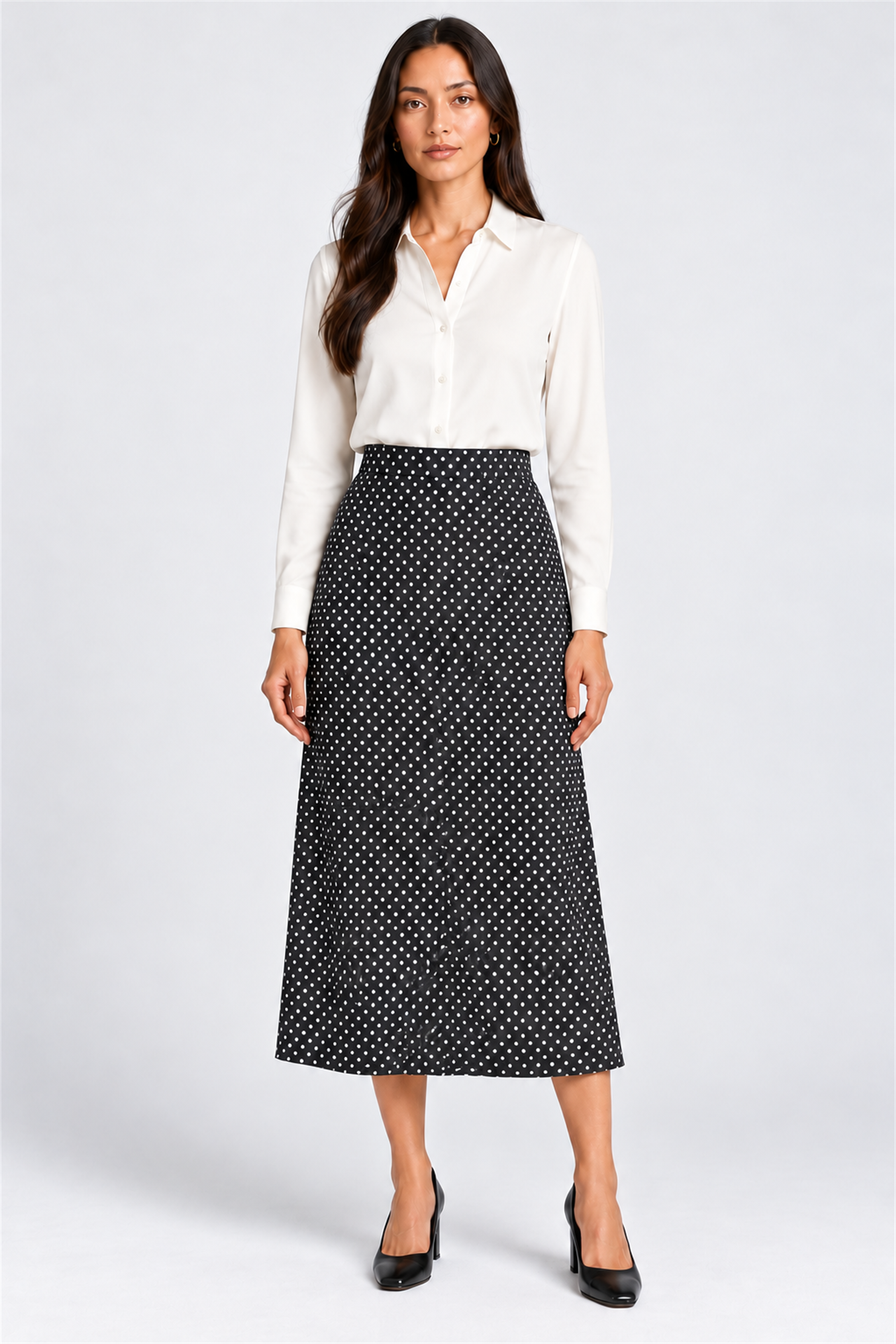 ENVOGUE Women's Formal Dots Skirt - Black