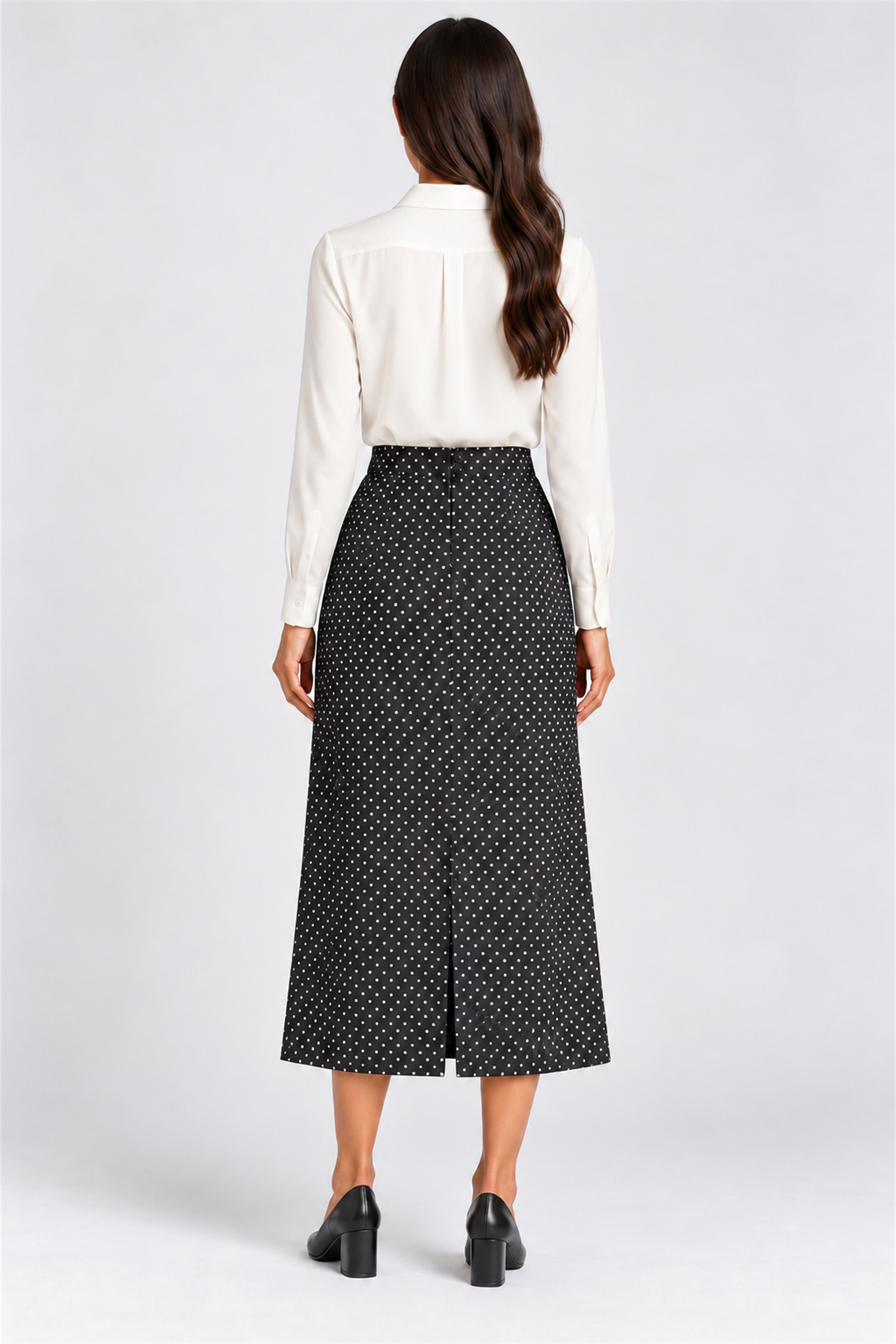 ENVOGUE Women's Formal Dots Skirt - Black