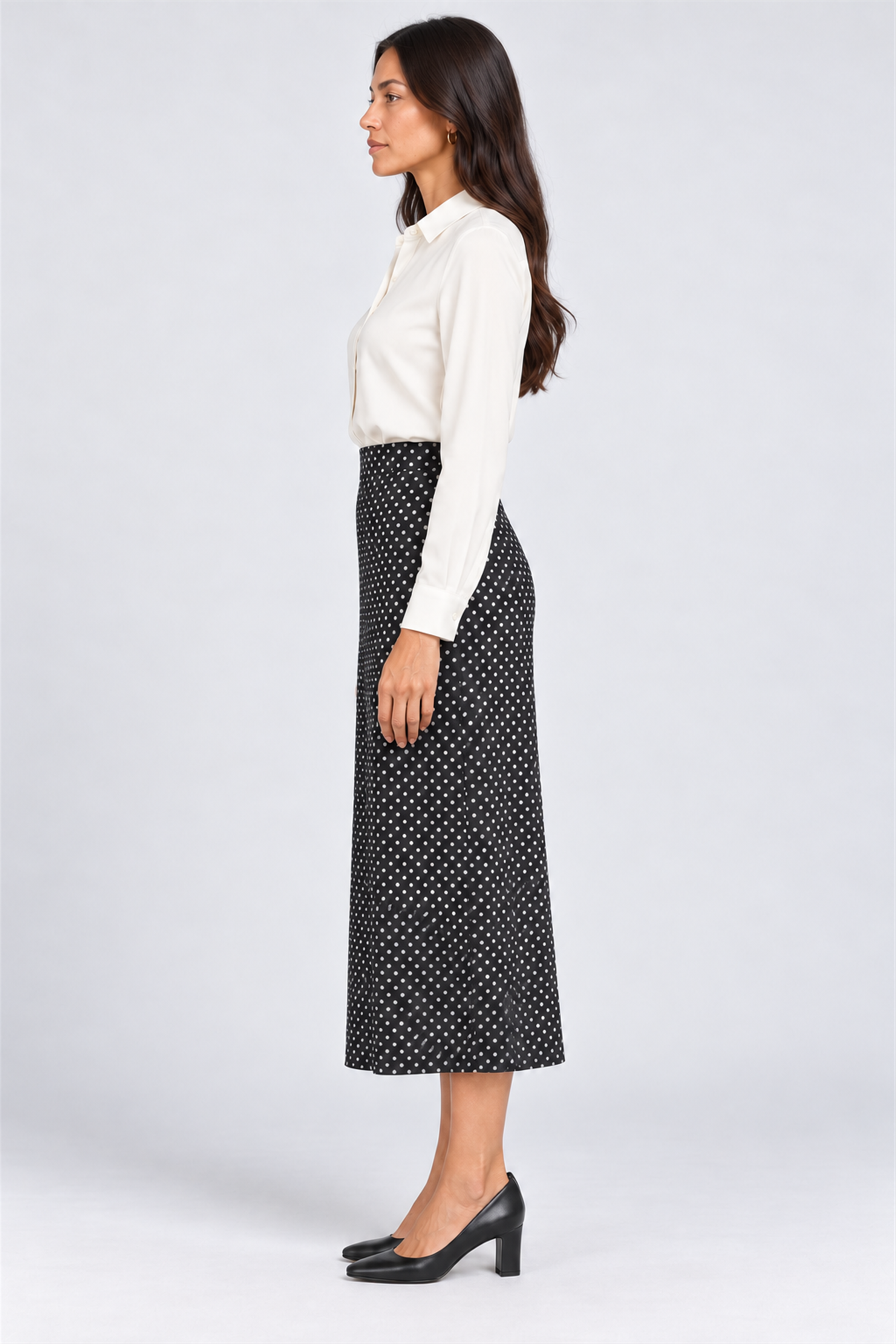 ENVOGUE Women's Formal Dots Skirt - Black