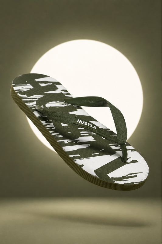 HUSTLE Men's Green Flip Flops