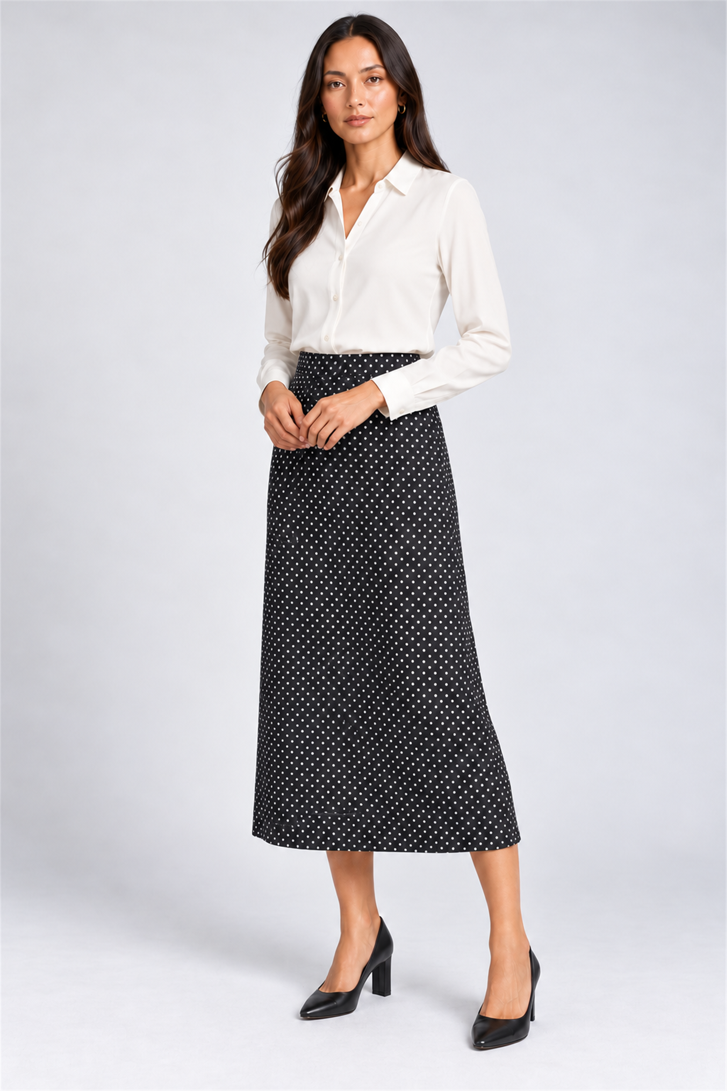 ENVOGUE Women's Formal Dots Skirt - Black