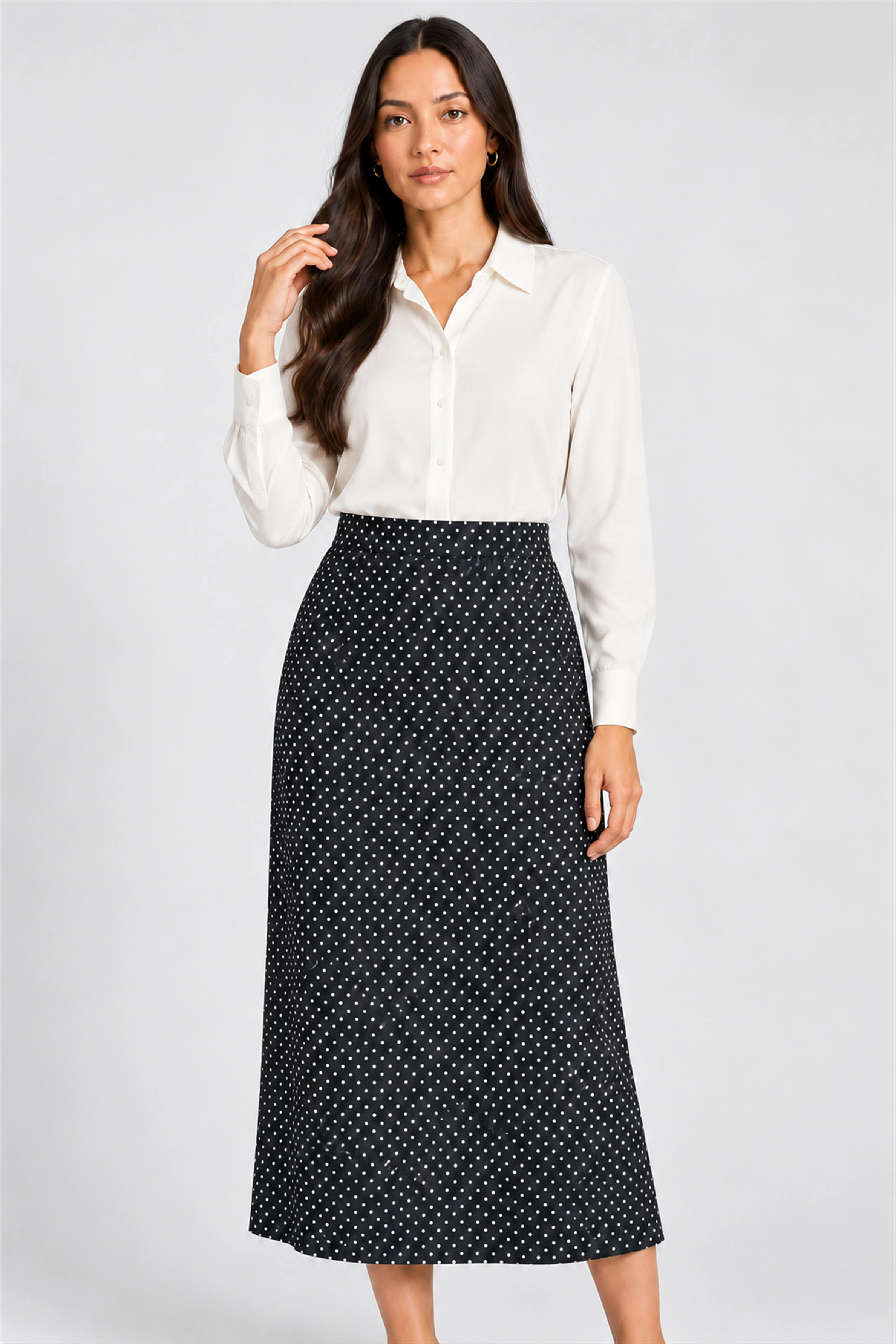 ENVOGUE Women's Formal Dots Skirt - Black