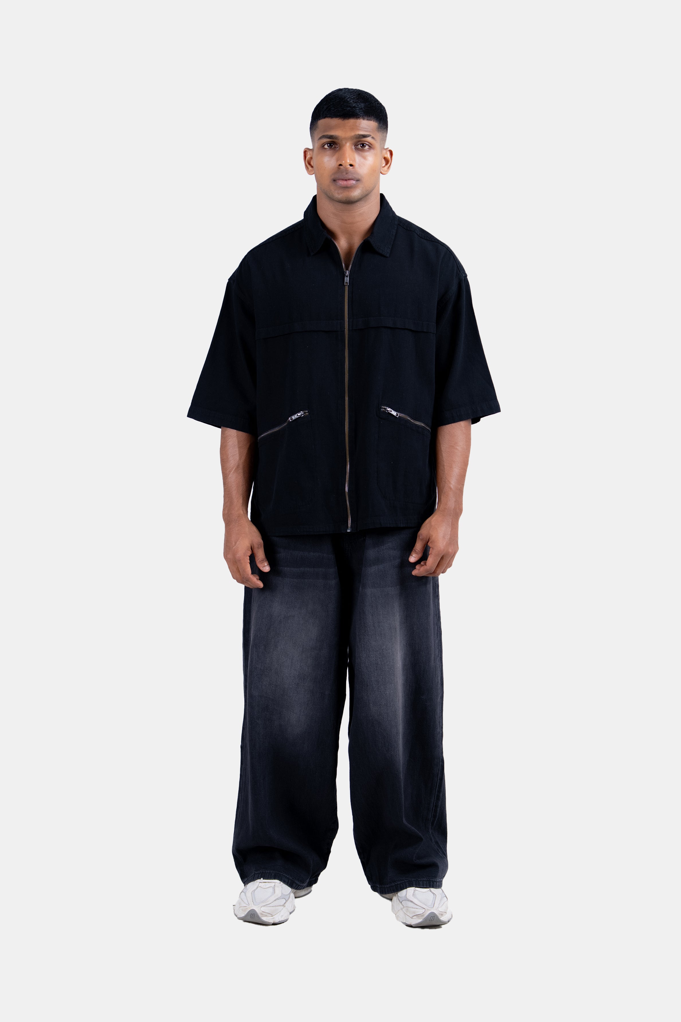Hustle Men's Denim Shirt - Black